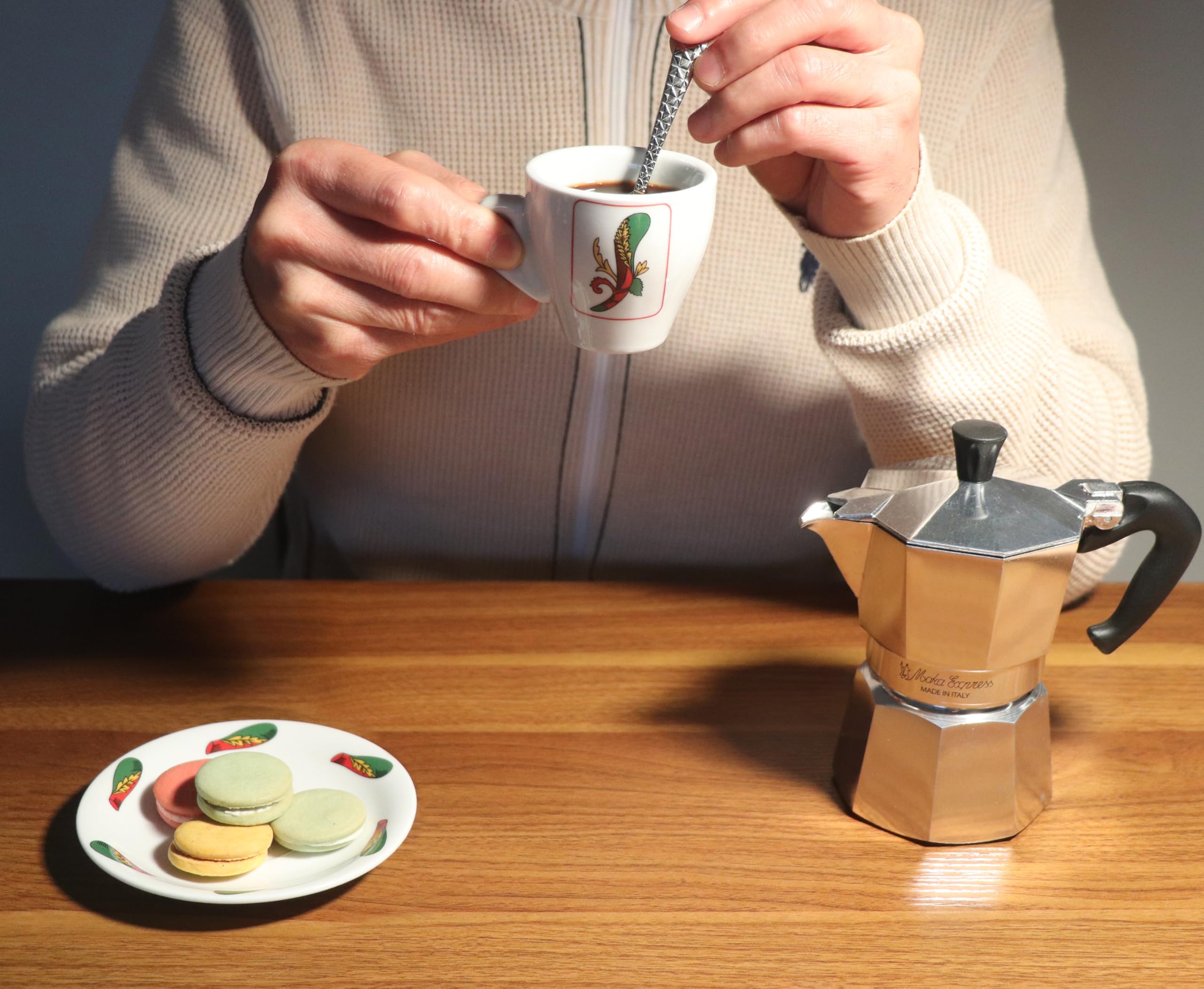 Lorren Home Trends Cuchara de café expreso con patrón geométrico, acero inoxidable, juego de 6, color dorado