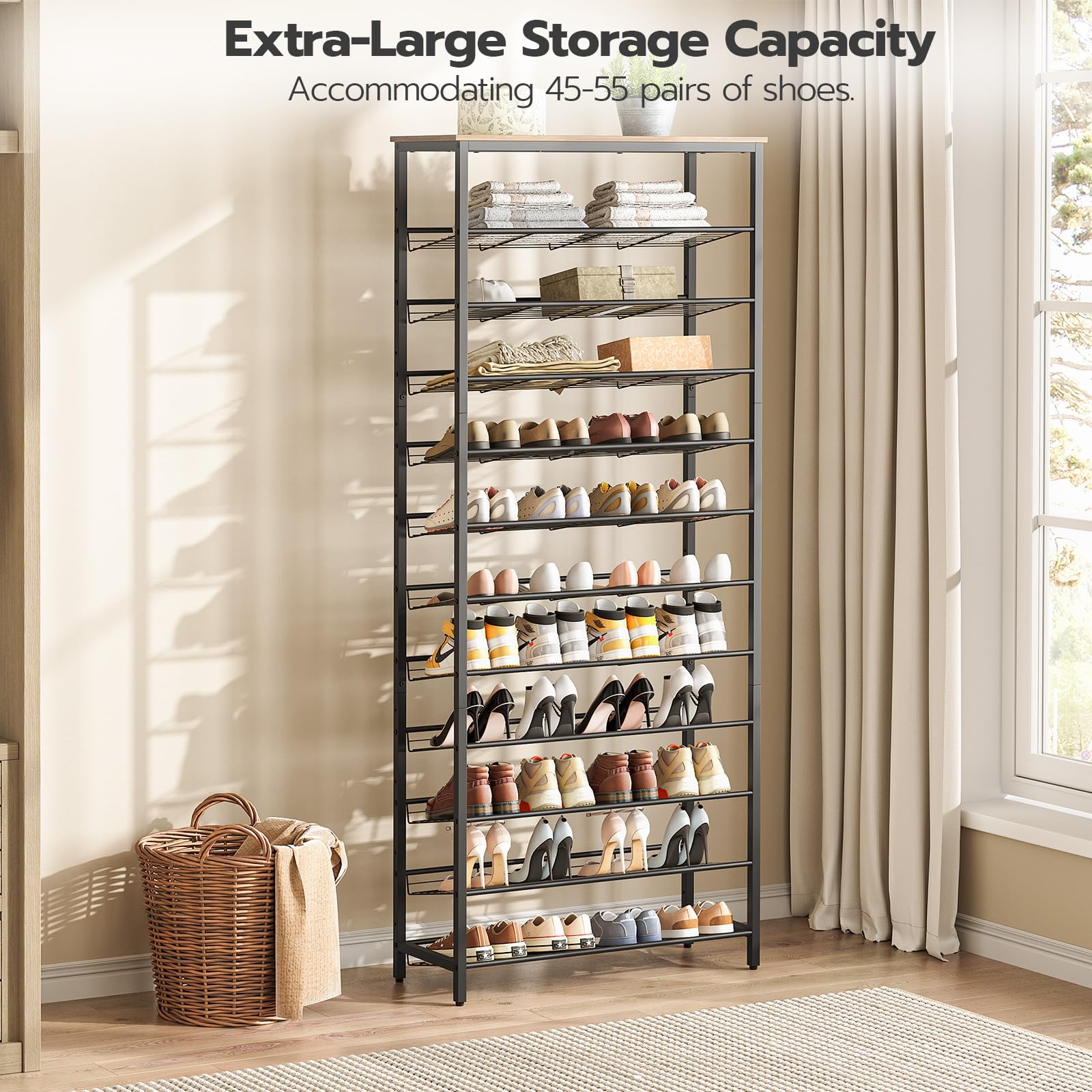 Hoobro Shoe Rack Tall Large Capacity Shoe Storage Organizer 12