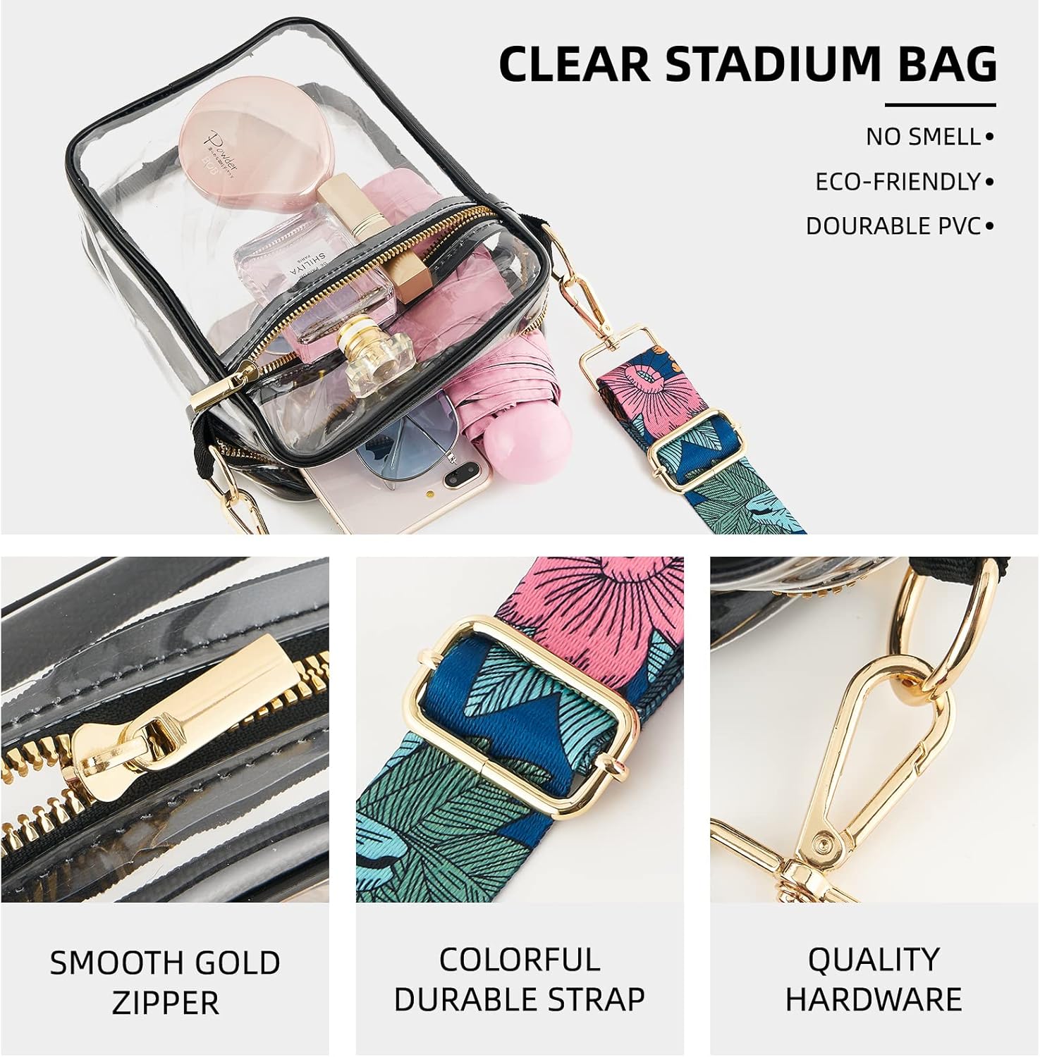 Clear Crossbody Bag Stadium Approved,Adjustable Shoulder Strap Clear Crossbody Purse for Concerts,Sports Events - Image 4