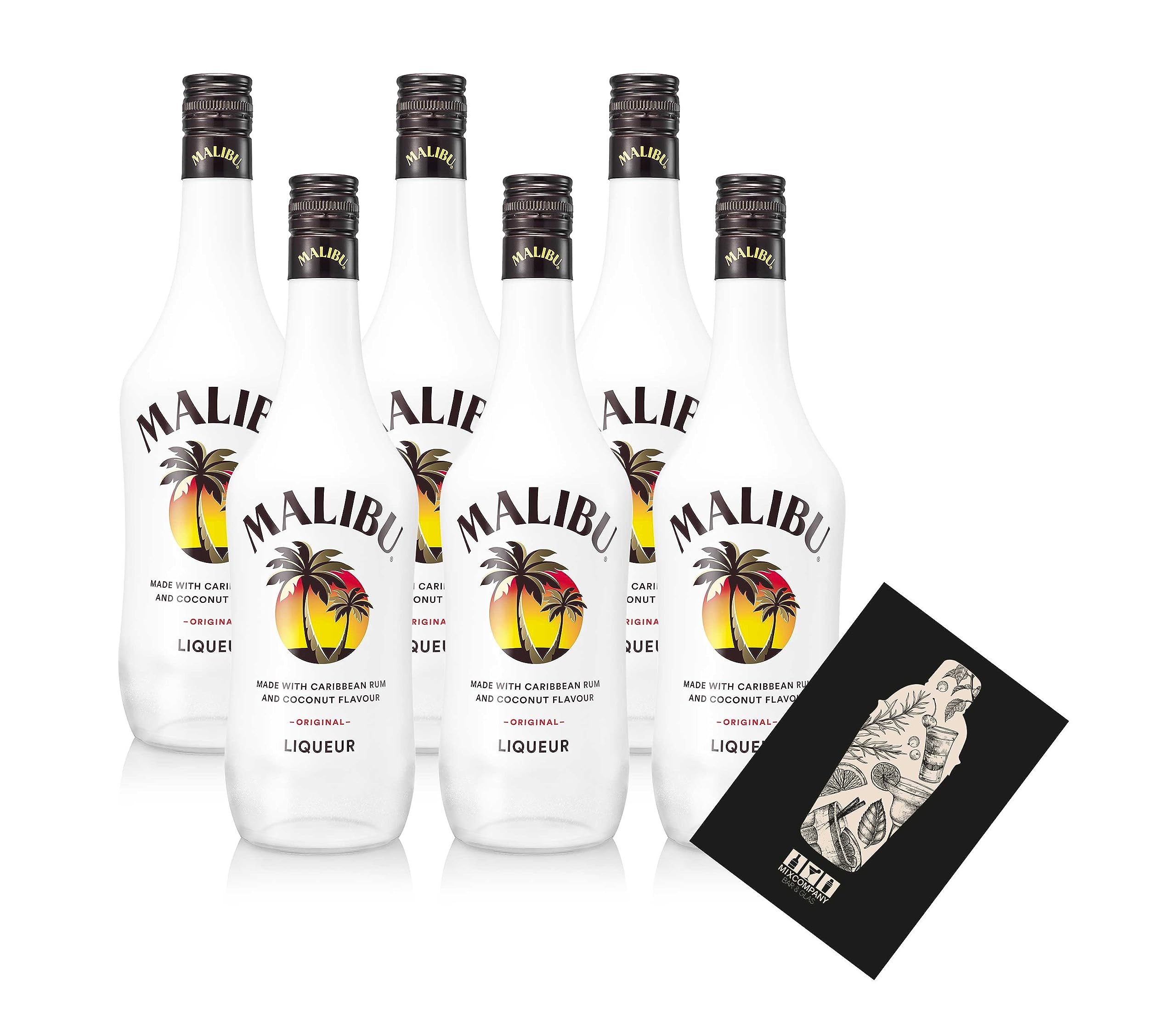 Malibu Kokosnusslikör 6er Set 0,7L (21% Vol) Caribbean Rum Coconut Liqueur- [Enthält Sulfite]