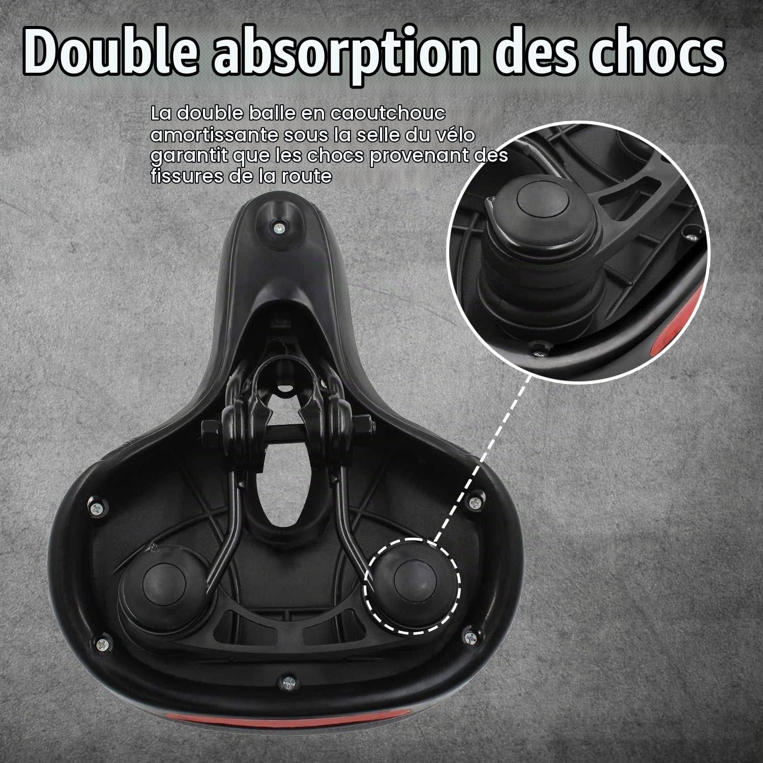 INF Selle de vélo, large et amortissante, modèle universel, siège de vélo ergonomique Noir