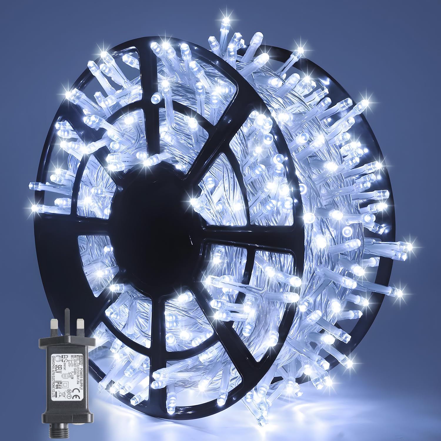 JMEXSUSS 168ft 600 LED String Lights Indoor Outdoor,White Christmas Lights with Waterproof,8 Modes Clear Wire Fairy Light for Christmas Tree Bedroom Garden Home and Holiday Decor