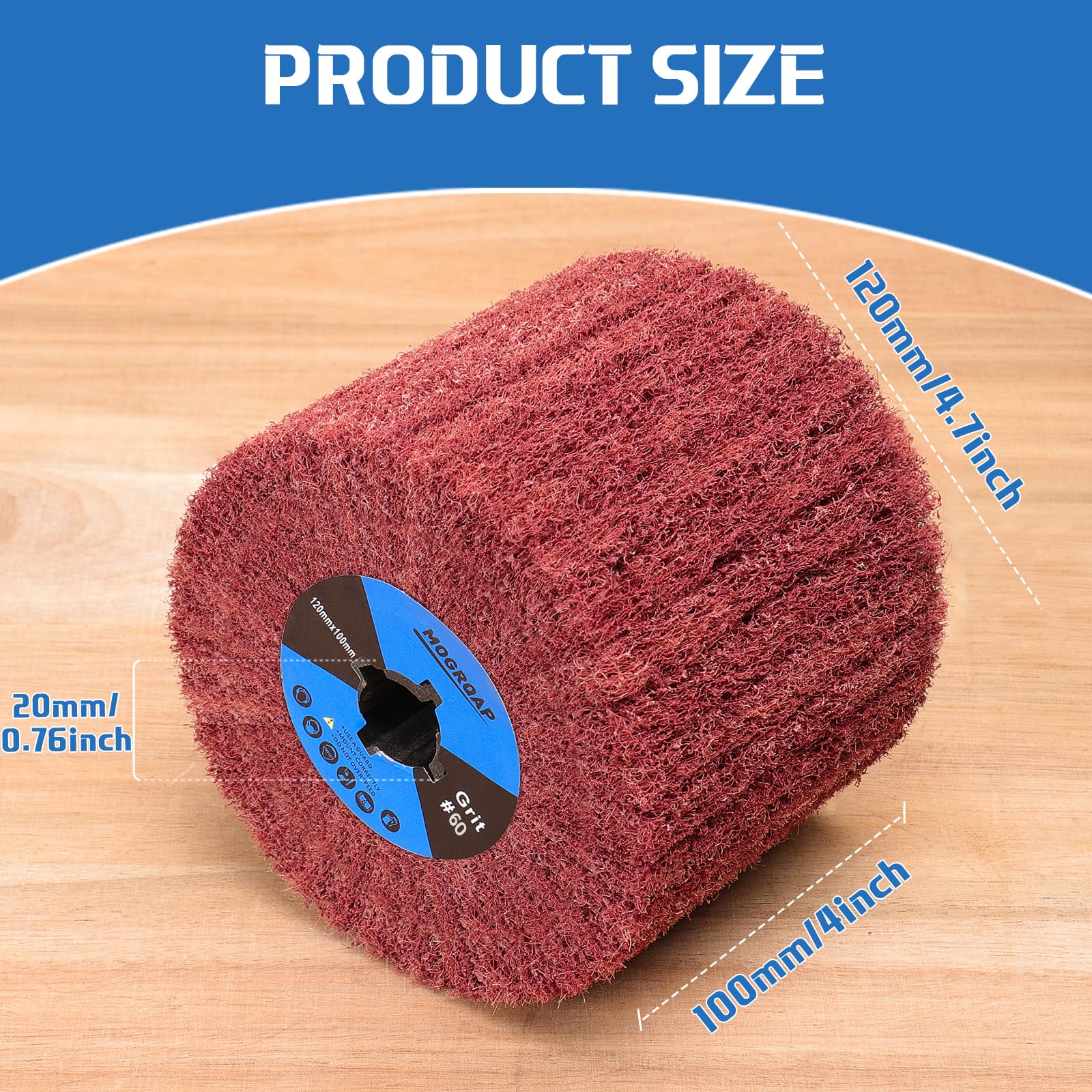 MOGRQAP 60 Grit Nylon Brush Drum Burnishing Polishing Tools Wheels for Sanding Matting Satin on Metal Wood Surface - Image 2
