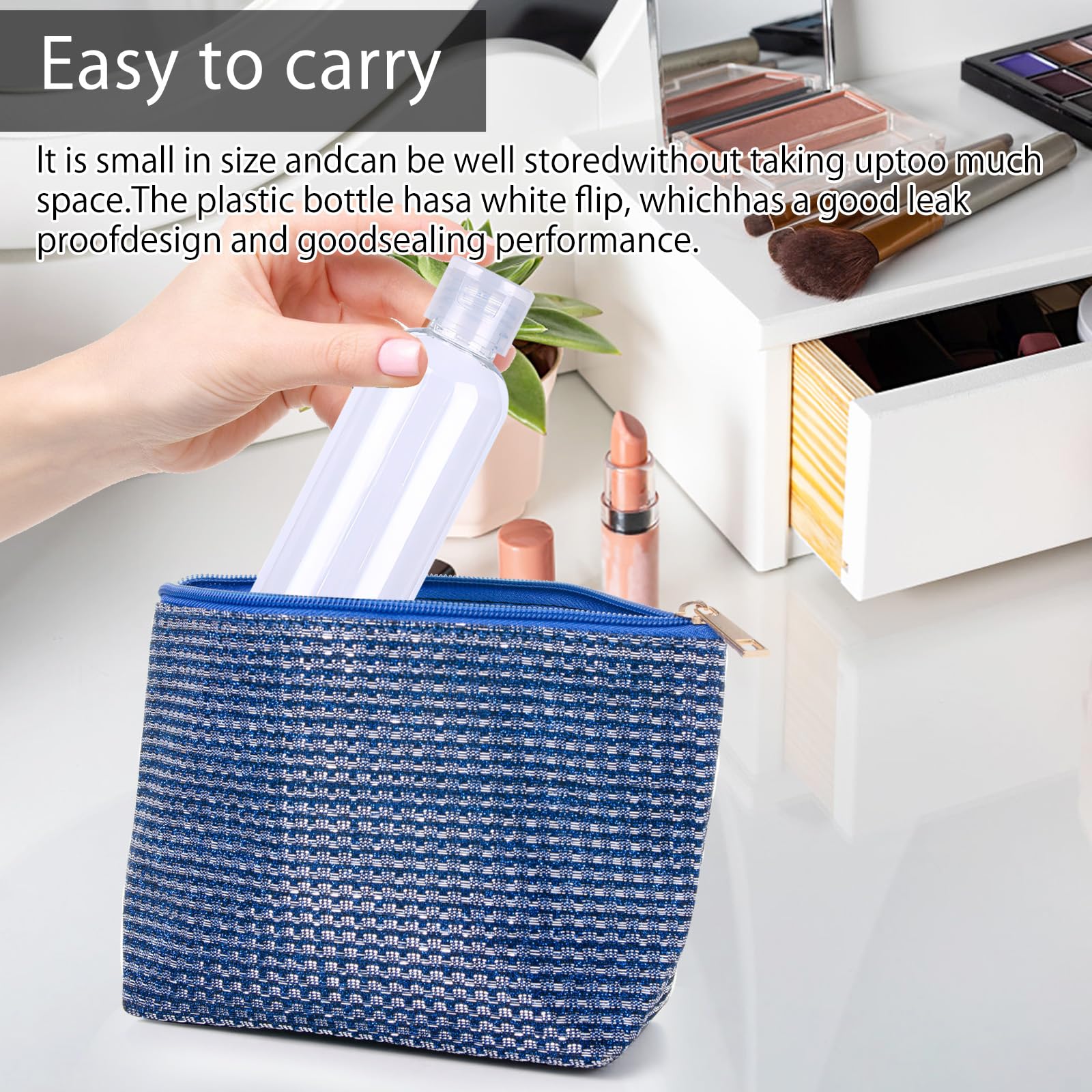 Juego de botellas de viaje 100 ml plástico transparente con tapa abatible 10 piezas para champú acondicionador loción