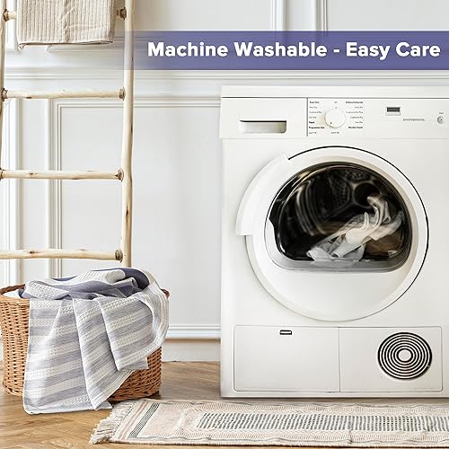 Miniatura 7 de Madison Park - Cortina de ducha, punto gofre, cortina de ducha de tela con control de humedad Scotchgard 3M, estándar, 72 x 72 pulgadas, azul