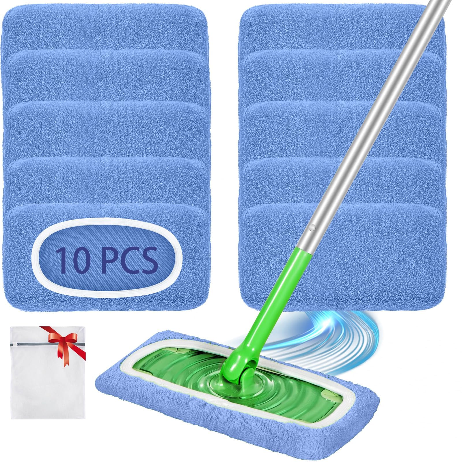 10 Stück bodentücher trocken für Swiffer Bodenwischer Nass, Waschbar für Swiffer Feuchte Bodentücher, für Swiffer Bodentücher, für Swiffer Wet/Dry schnell reinigen Boden Flecken ( Ohne Bodenwischer