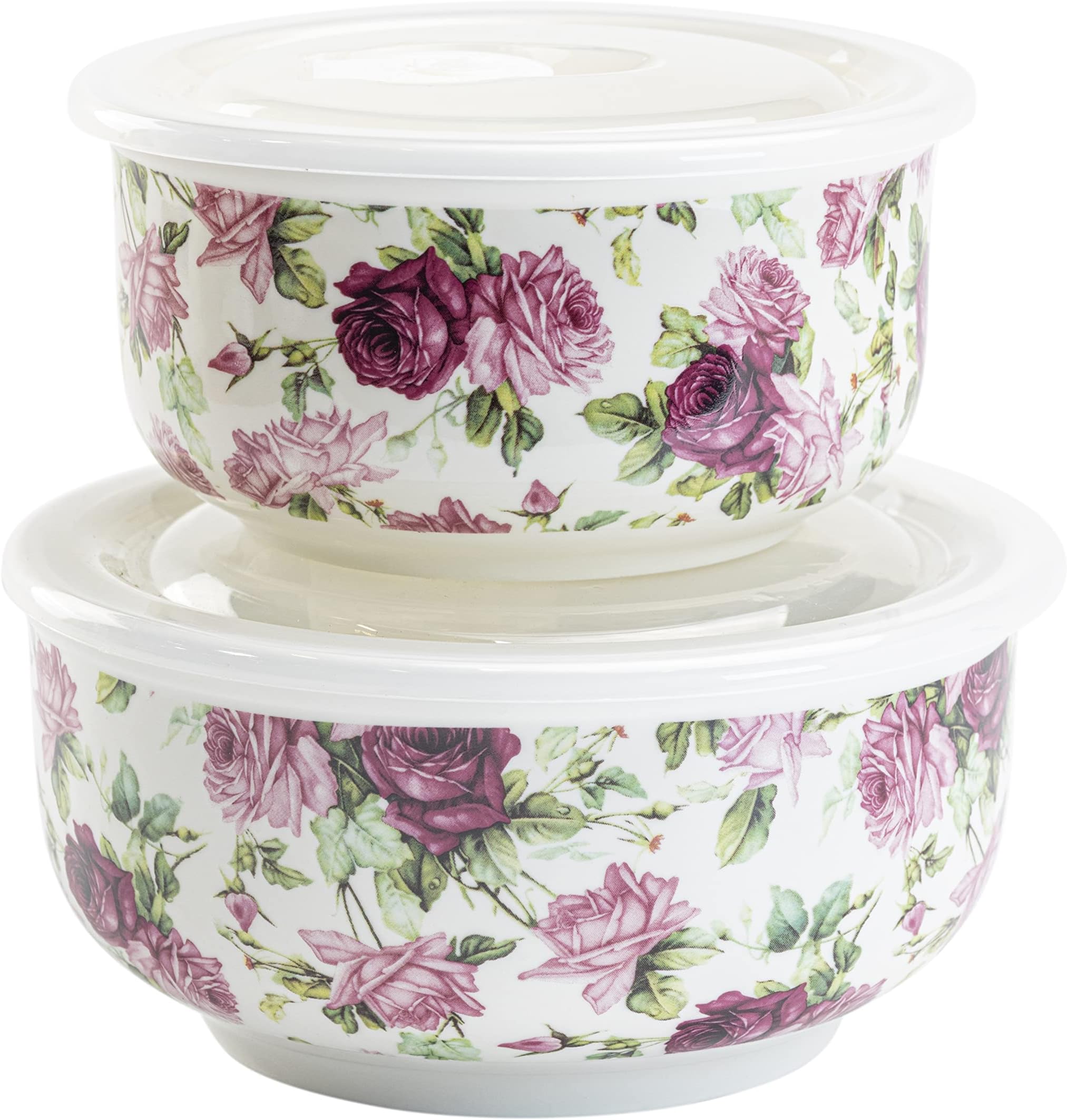 BESTonZON Enamel Bowls with Lids Mixing Bowls 5pcs Vintage