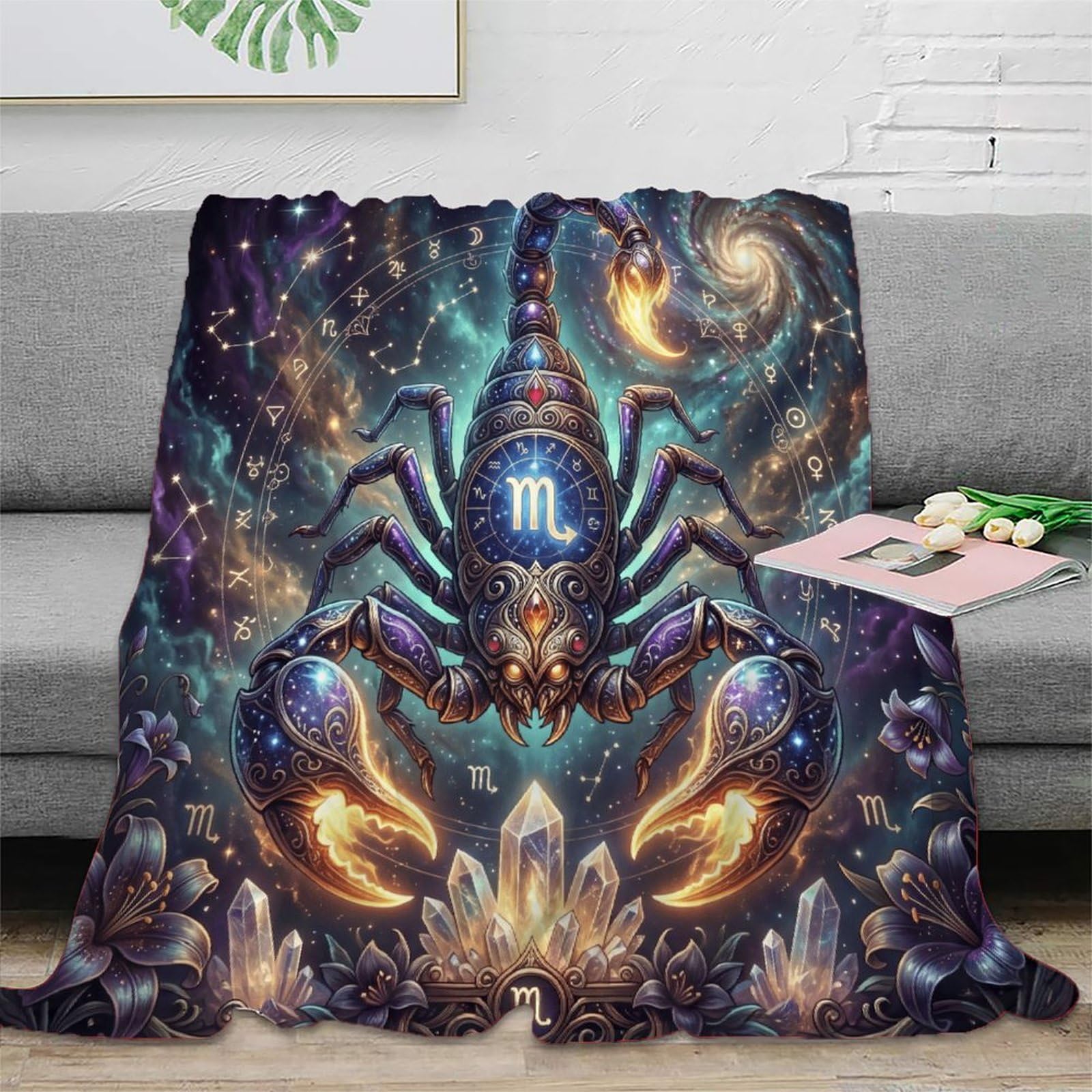W7C8U2X3 Scorpio Zodiac Celestial for Flannel Throw Blanket, Guest Bed Room