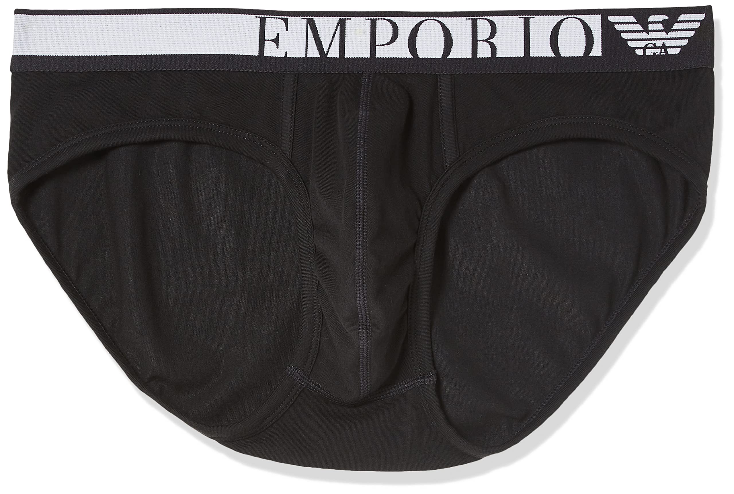 Emporio Armani Men's Black Underwear Side Logo Elastic Band Briefs, S