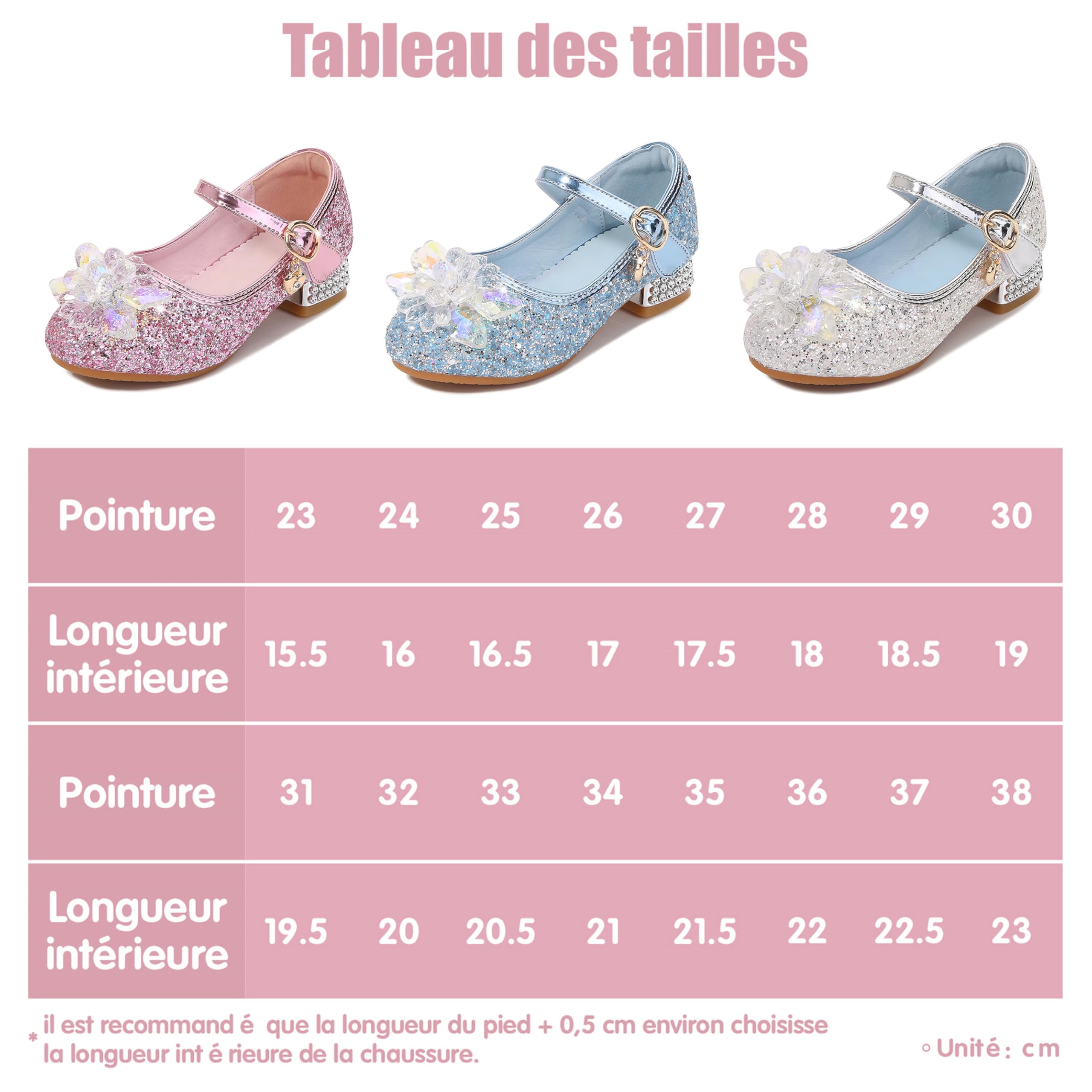 Déguisement Doux Chaussures Enfant Paillettes de Princesse Comfortable Mariage Noël Fête Anniversaire Carnaval Cérémonie Fête Cadeau Fille Ballerines Cosplay pour Enfant Costume