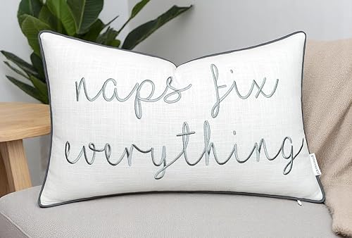 Miniatura 6 de EURASIA DECOR Sleep Sentiment - Funda de almohada bordada (30cm x 50cm).