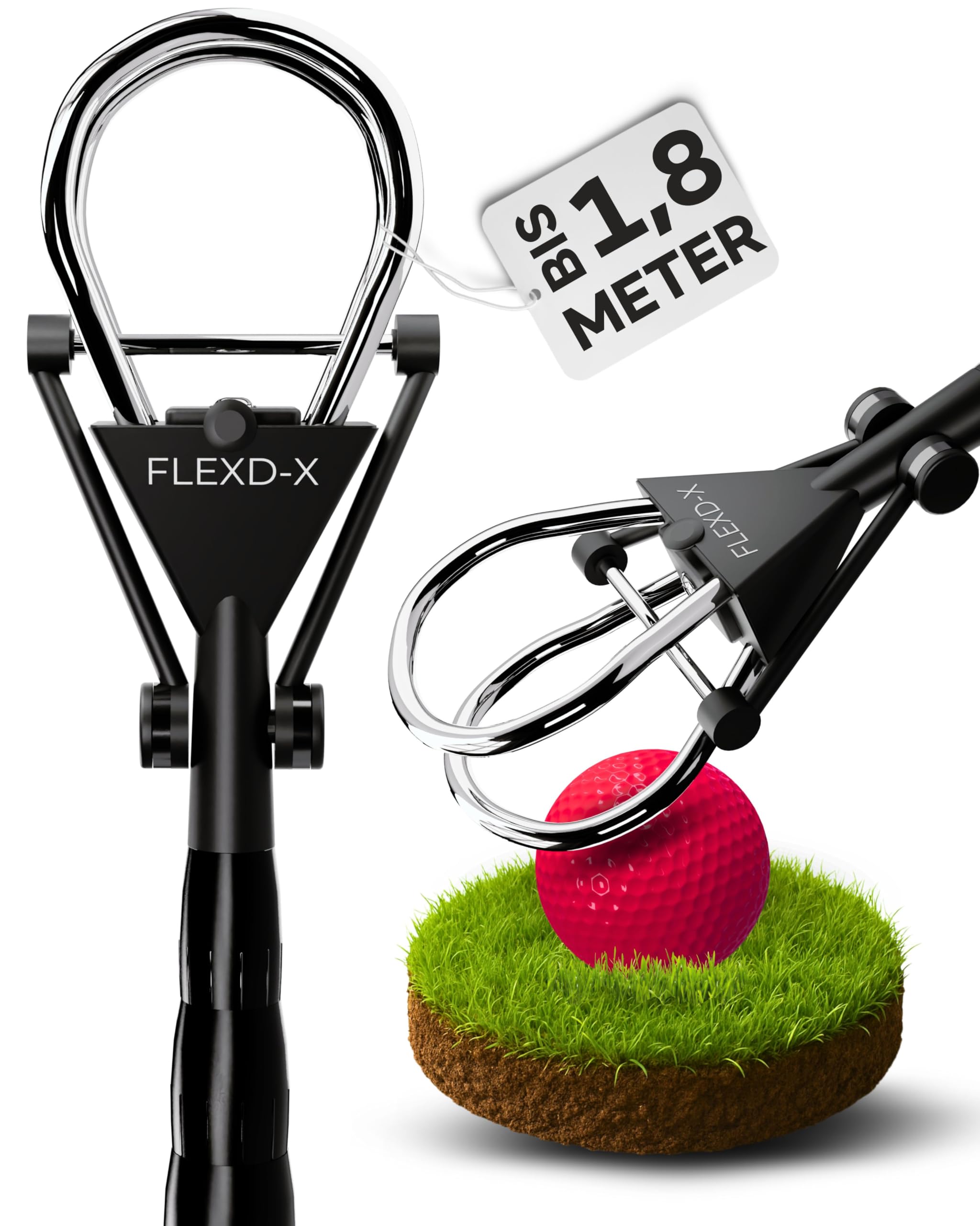 Hochwertige Golfball Angel - Bis 1,83 Meter Golf Ball Retriever - Stufenfrei verstellbare Ballangel Golf - Stabile Golf Angel Teleskop Golfballangel für Wasser, Büsche, Wiesen