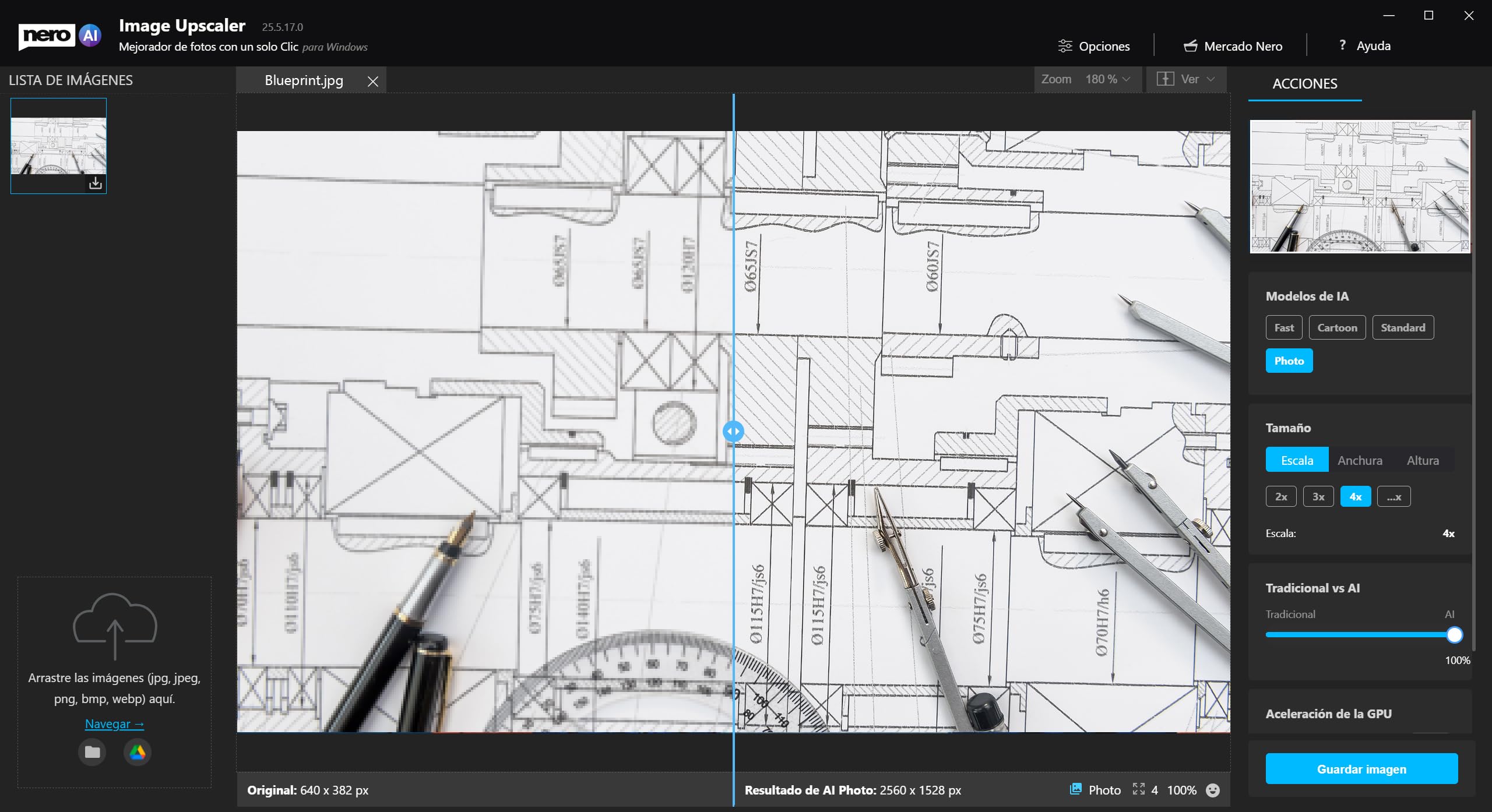 Nero AI Image Upscaler Unlimited 4K Escalar Imágenes Mejorar Calidad Fotos Win 11/10 1 Dispositivo Licencia Ilimitada