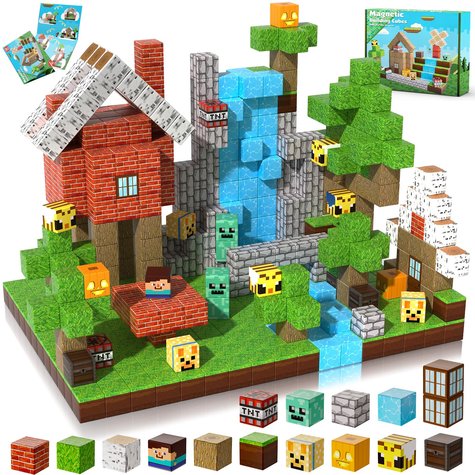 ToyUnited Magnetic Blocks 100 Pieces Build Forest Castle, Cute Fun Magnetic Building Cubes Blocks 2025 Upgraded Toys for Kids Aged 3+ Birthday for 3 4 5 6 7 8 9 Year Old Boys Girls
