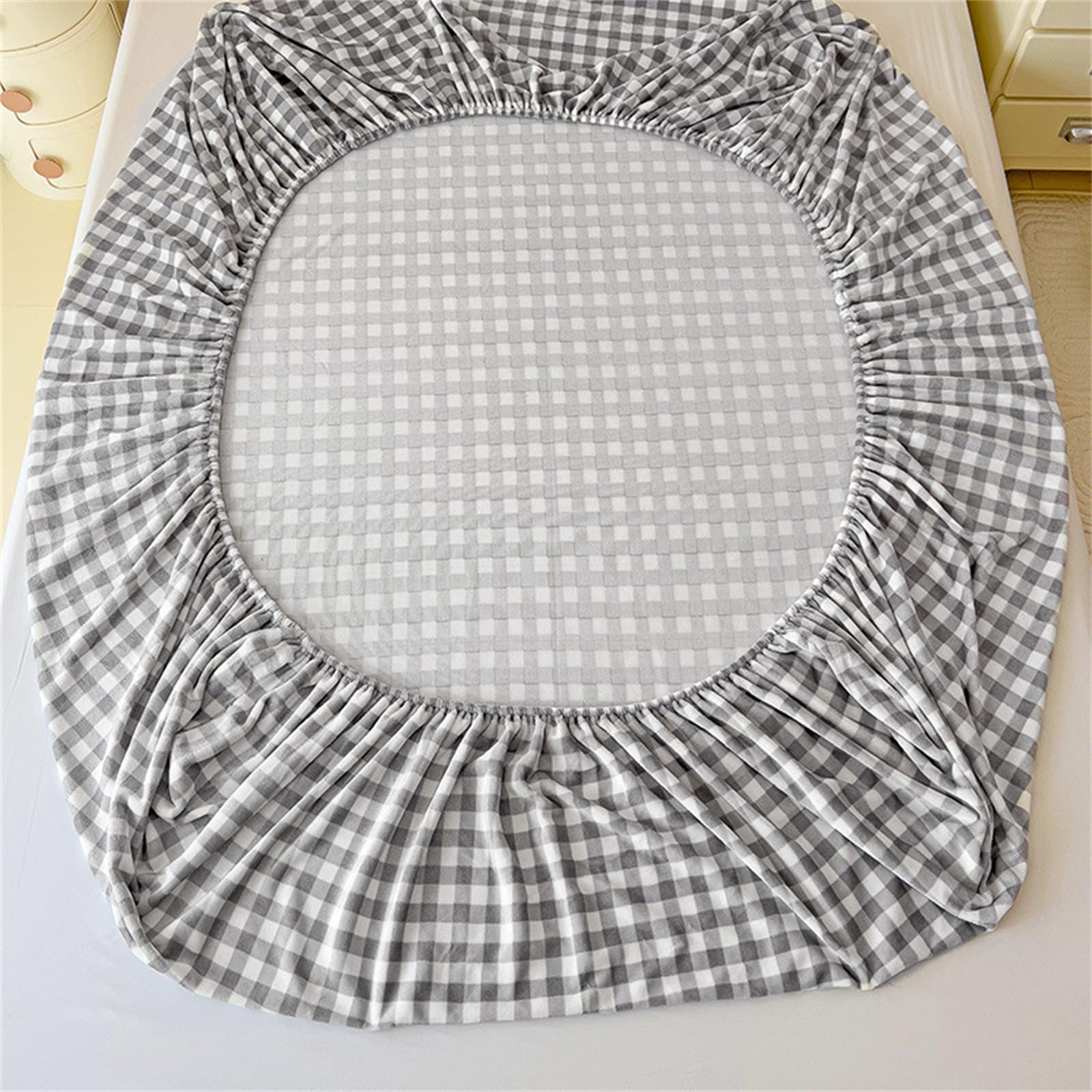 Morbido lenzuolo con angoli invernale in morbido pile termico comodo lenzuolo di flanella con vestibilità extra profonda per letto singolo, matrimoniale e king size a quadretti blu 200 x 220 cm + 48 x