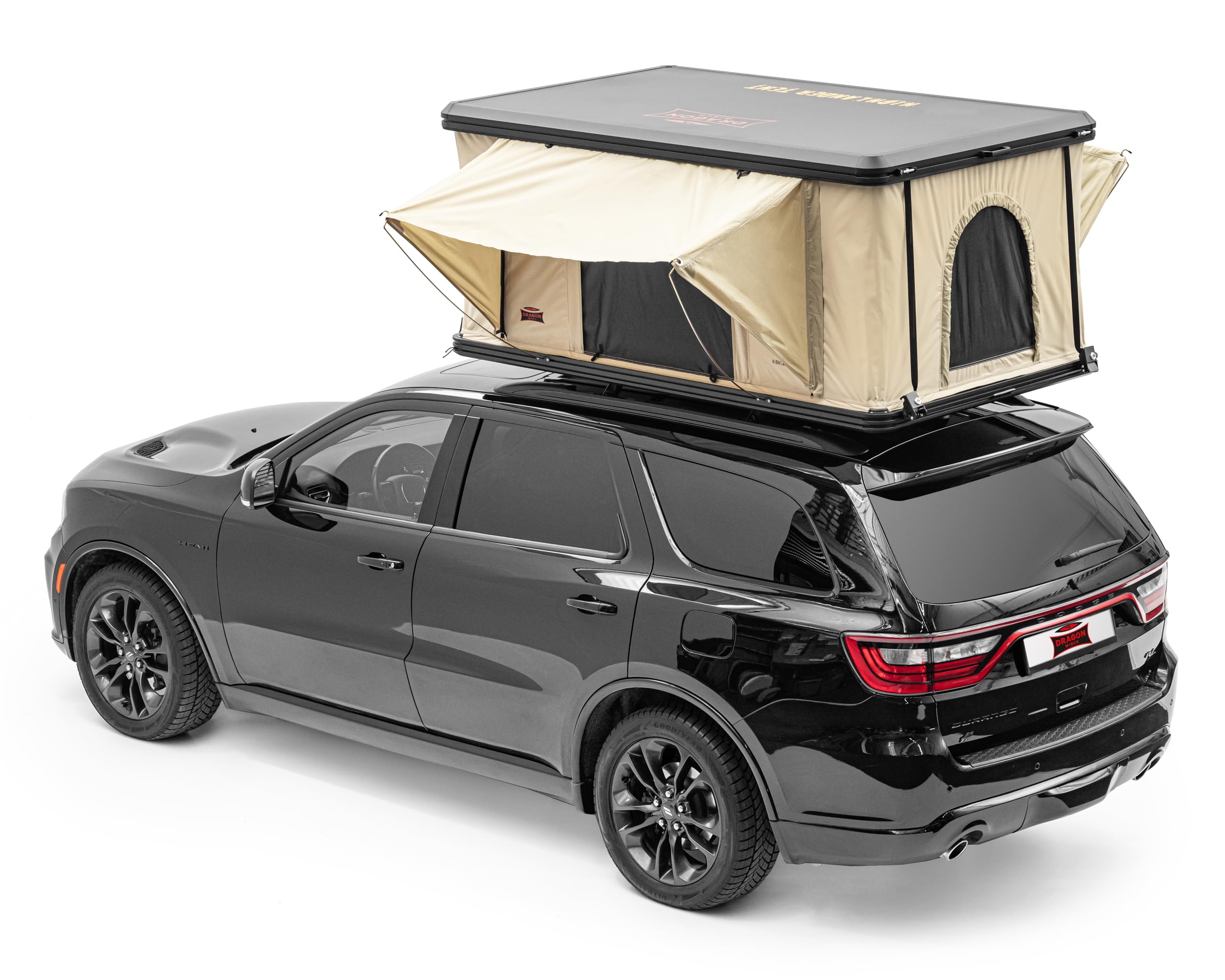 Dragon Winch Tenda da tetto per auto 2 posti tetto rigido in alluminio completa materasso, di scala telescopica, tasche per accessori e zanzariere | impermeabile | Tenda da campeggio | Type R
