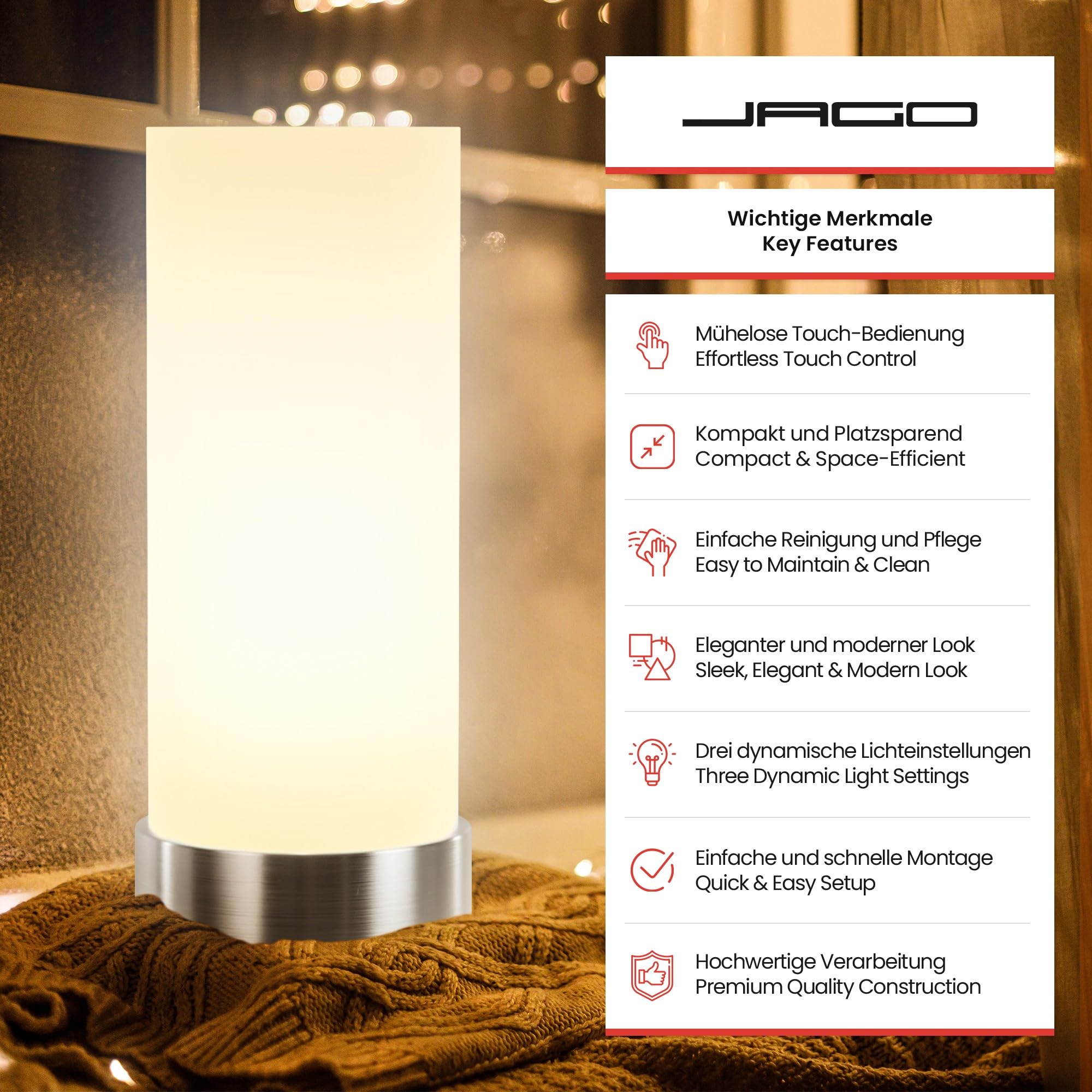Jago® Boog Vloerlamp - E27 1 x Max. 60W Nodig of LED Dimbaar