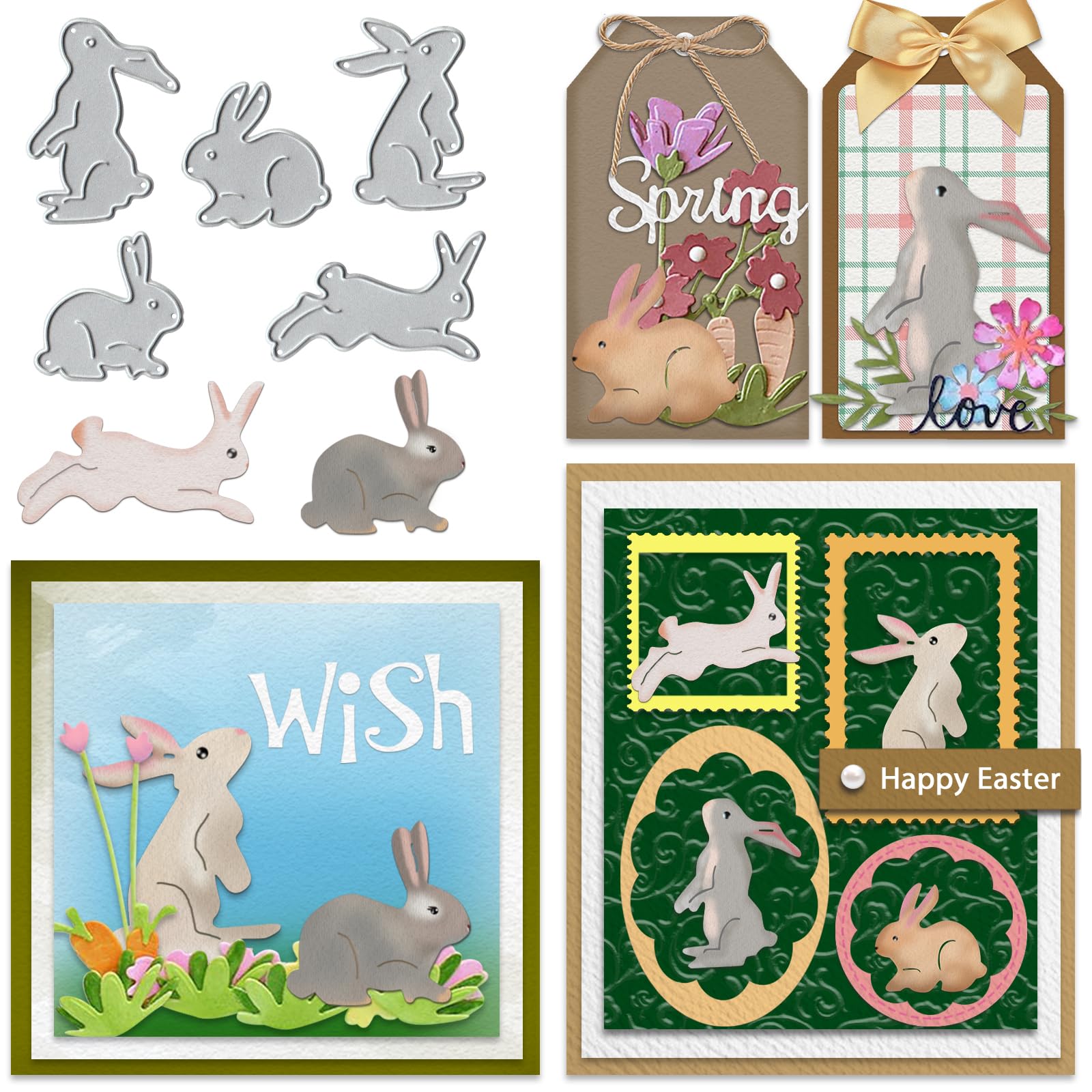 Cutting Dies Metal, Animal Die Cut Metal, Rabbits Embossing Stencils for DIY Scrapbooking Photo Album Decorative DIY Paper Cards Making Gift, Die Cuts