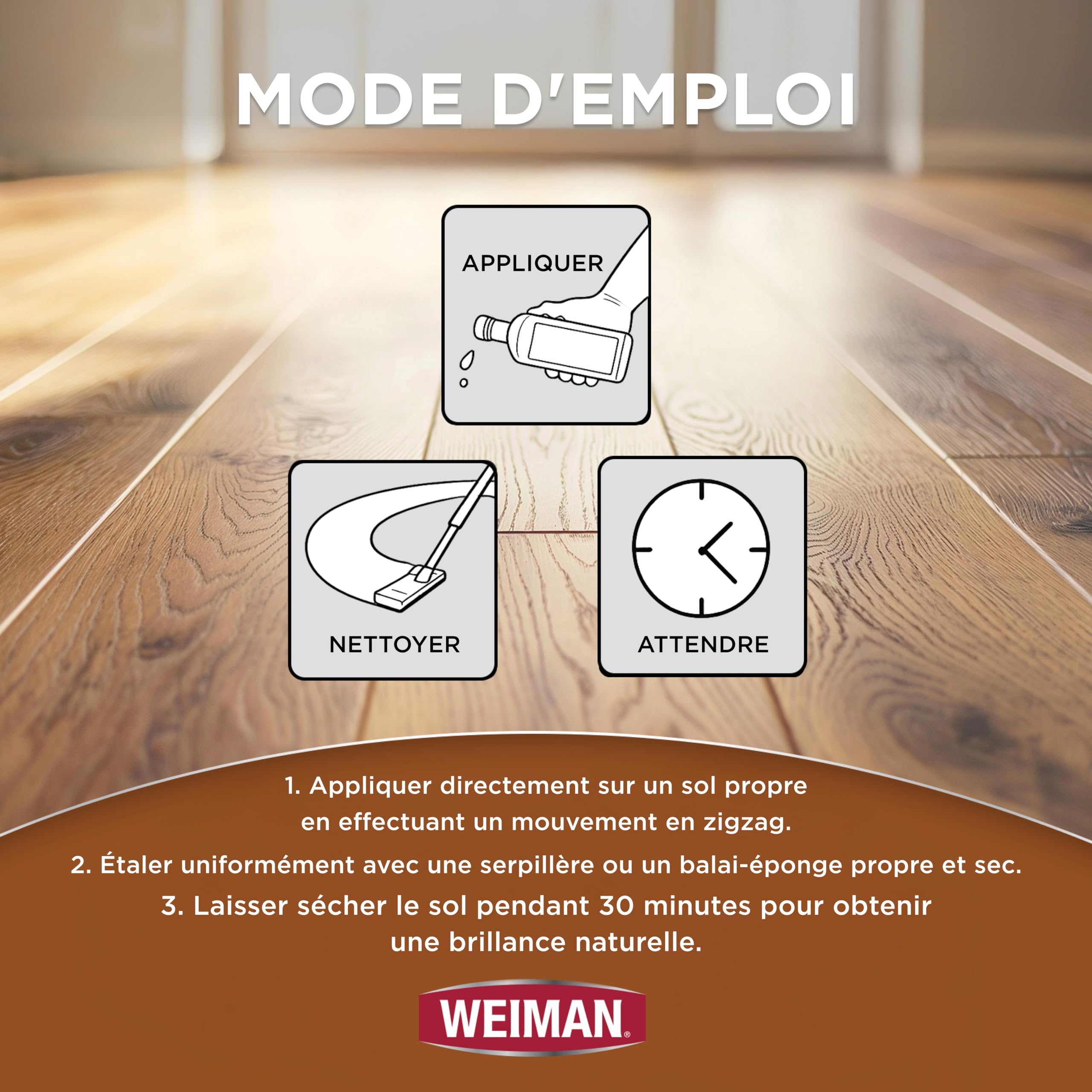 Weiman - Polissage et restaurateur pour parquets en bois, 947 g | Nettoyant pour Planchers de Bois