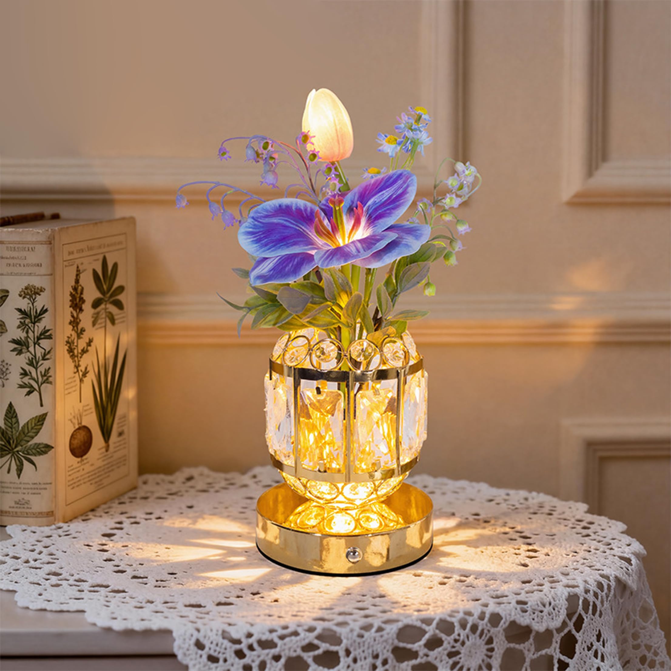 Lampada da Tavolo Flower Lampada con Tulipani Touch dimmerabili a 3 Colori, Viola