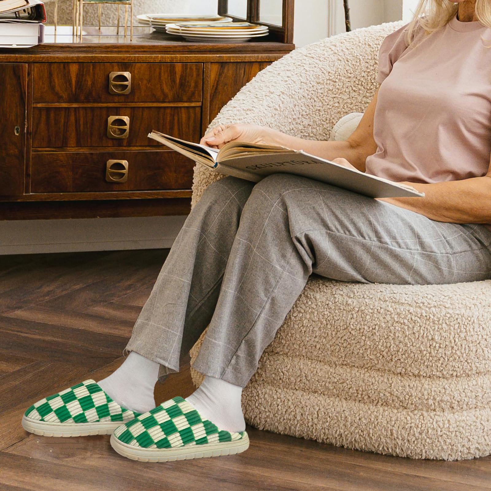 Waysoland Pantofole Donna Uomo Invernali,Ciabatte Donna Uomo Invernali Fuzzy Memory Foam Scivolare su Suola antispuggente Camera da letto Pantofole soffici Interno Esterno