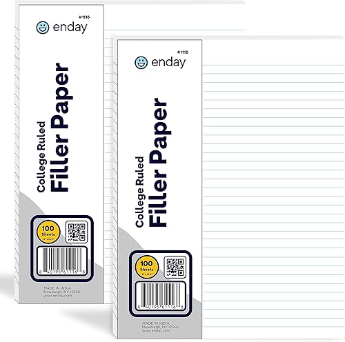 Papel de relleno perforado de 3 agujeros con rayas universitarias, 100 hojas por paquete, papeles blancos rayados para carpetas de 3 anillas, para