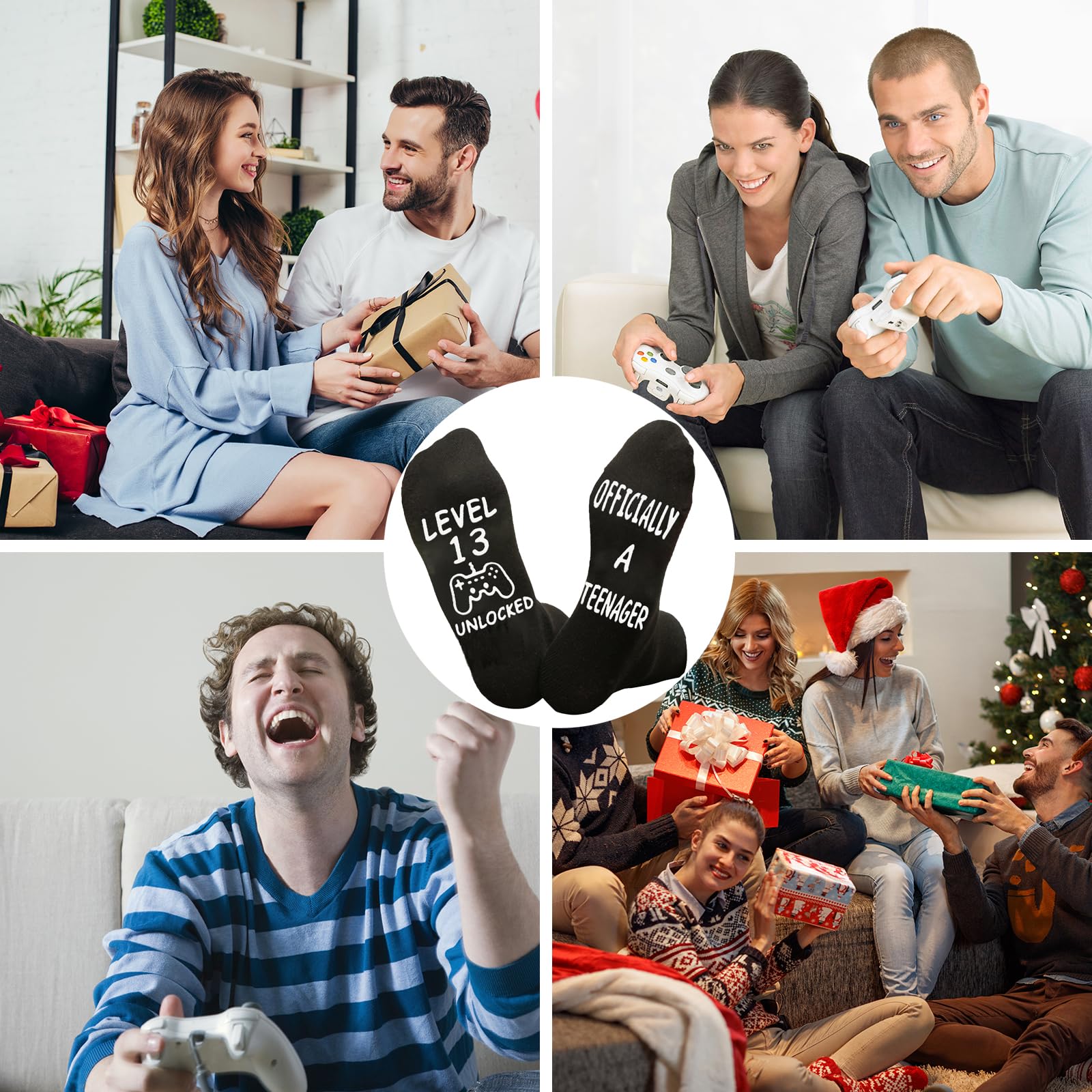 Novelty Gamers Socks Gifts For Christmas,Birthday,Video Game Gifts,Funny Saying Crew Socks for Men,Women and Teens