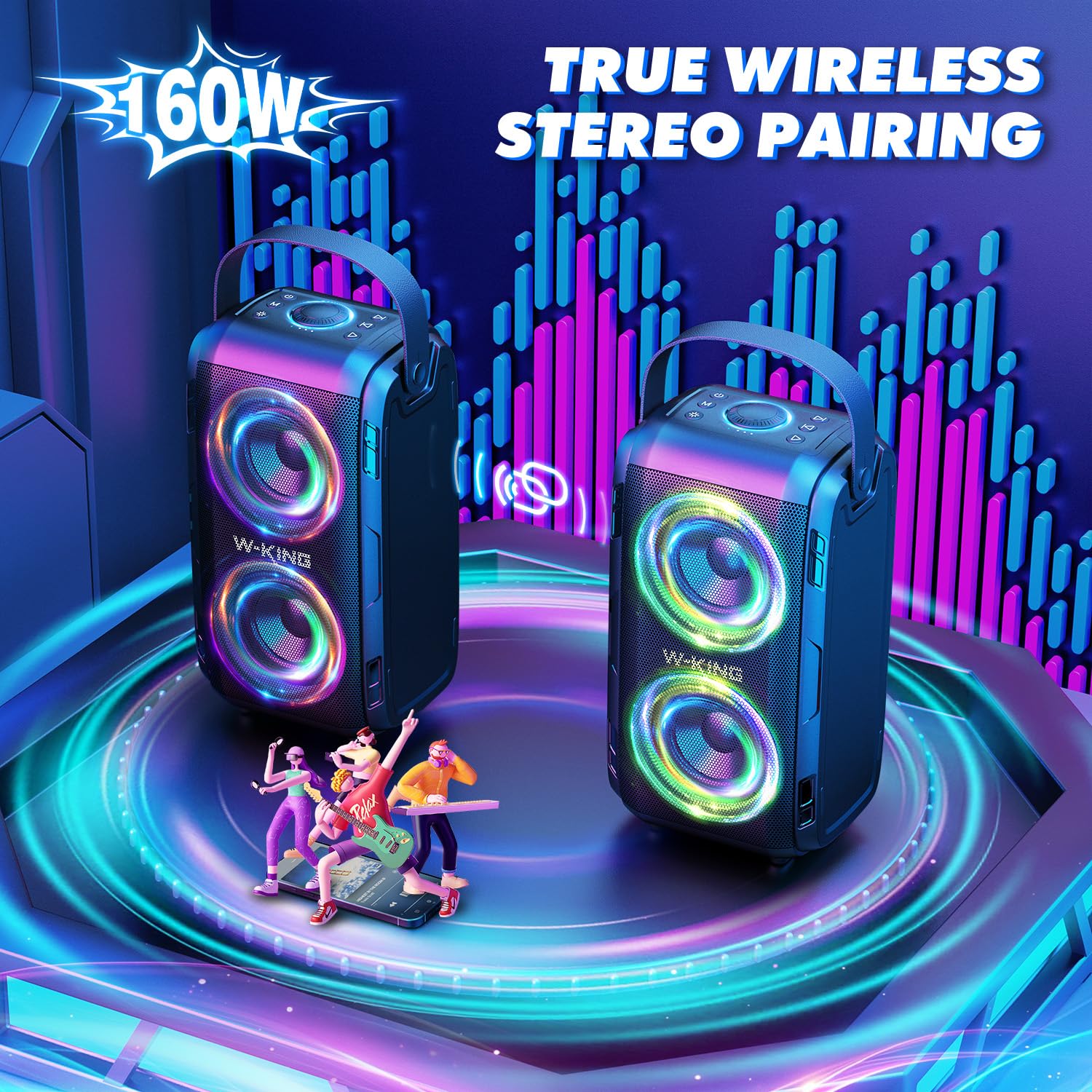W-KING Bluetooth Speaker Wireless with 2 Full-Range Drivers-Super