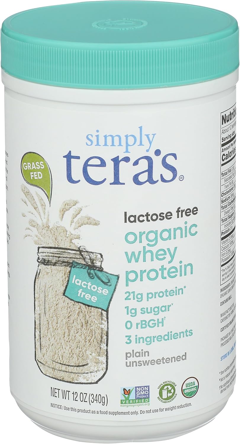 Simply Tera's, Whey Protein Plain Lactose Free Organic, 12 Ounce