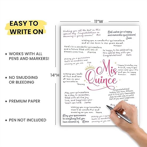 Miniatura 2 de L&B CREATIONS Decoración de quinceañera con membrillo Mis  Póster de firma de invitado para fiesta de cumpleaños de 15 años, ideas de regalo para