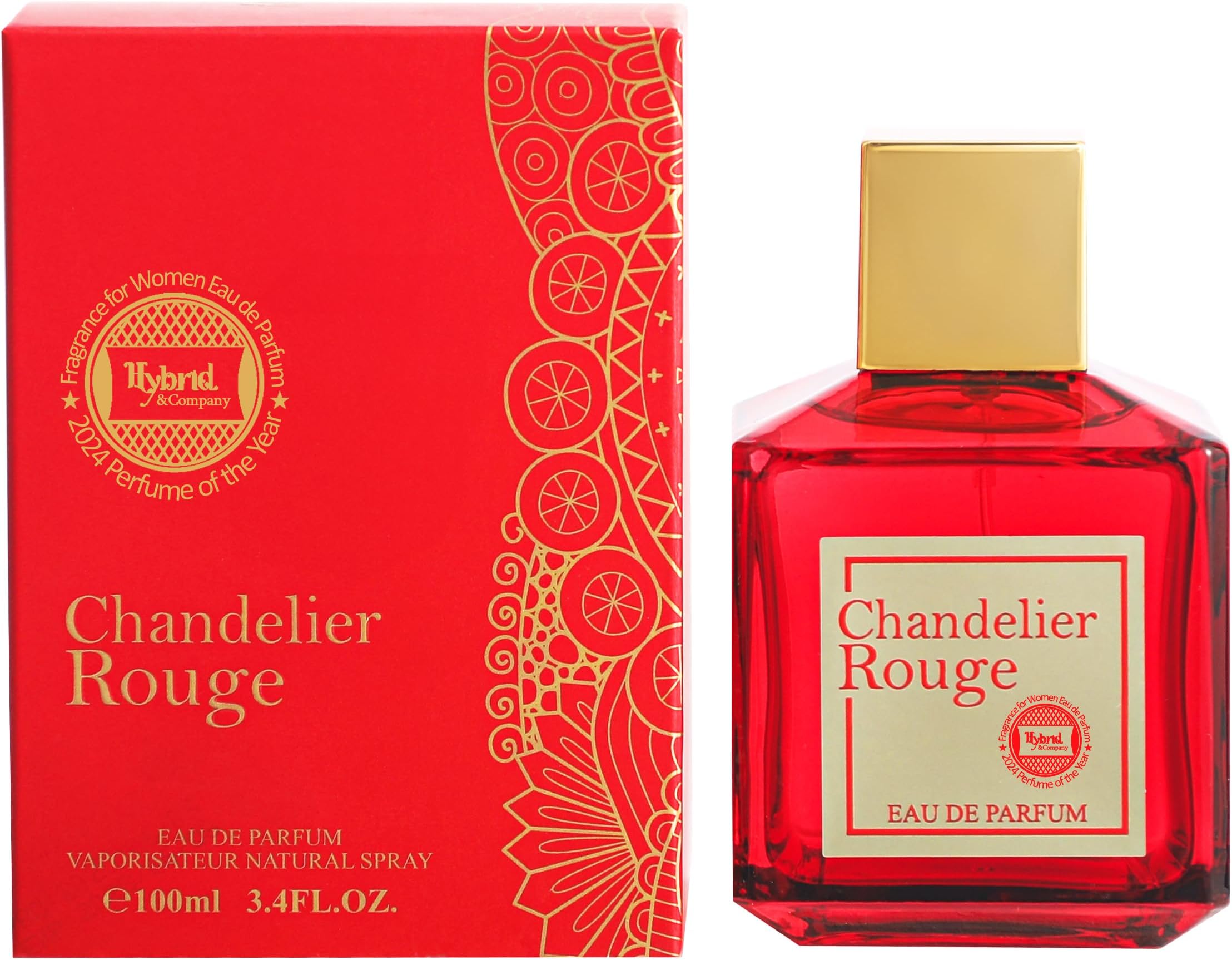 Hybrid & Company Women Chandelier Rouge Eau De Parfum Vaporisateur Natural Spray 3.4 Fl Oz