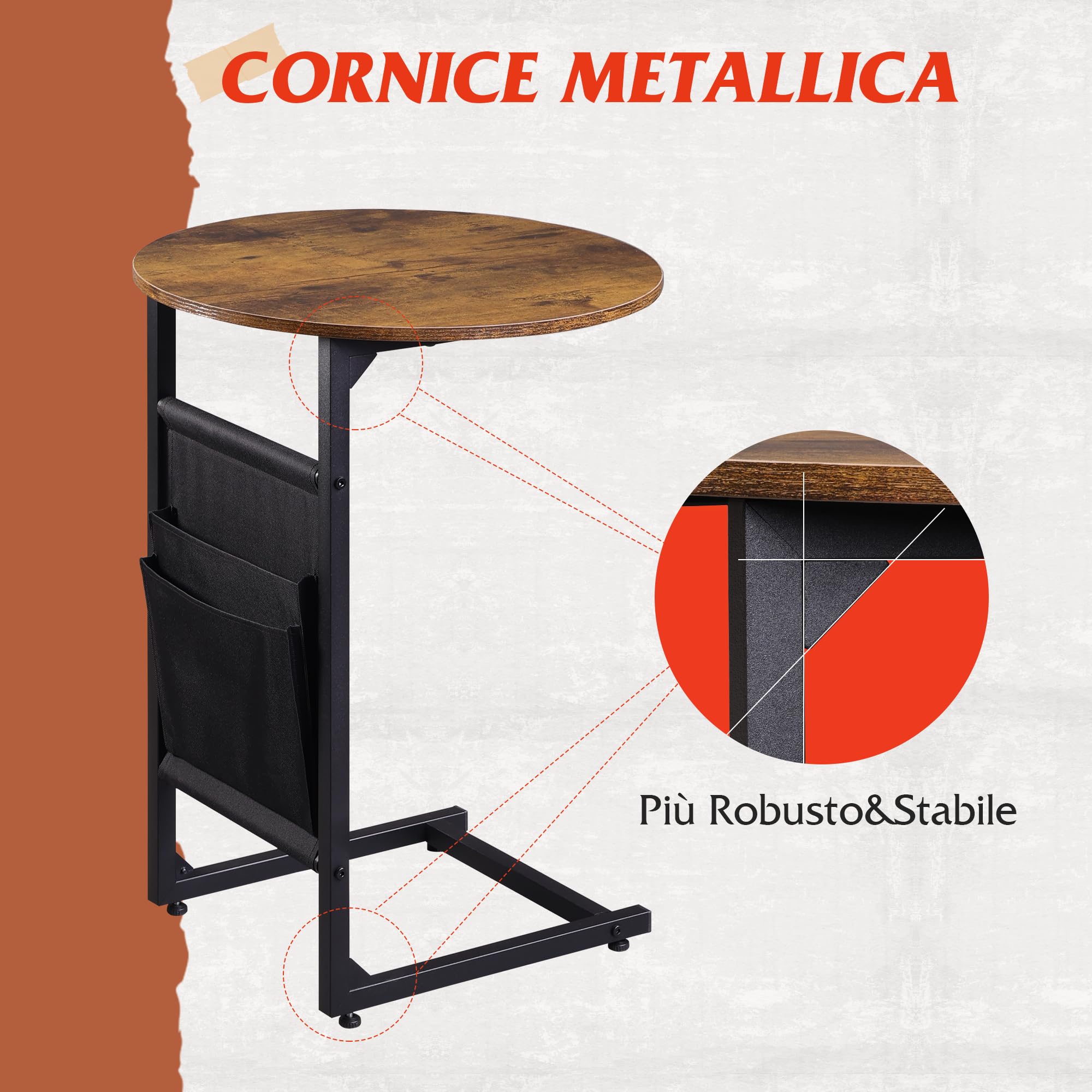 Set Di 2 Tavolini Da Caffè Impilabili, Design In Marmo, Struttura In Metallo Nero