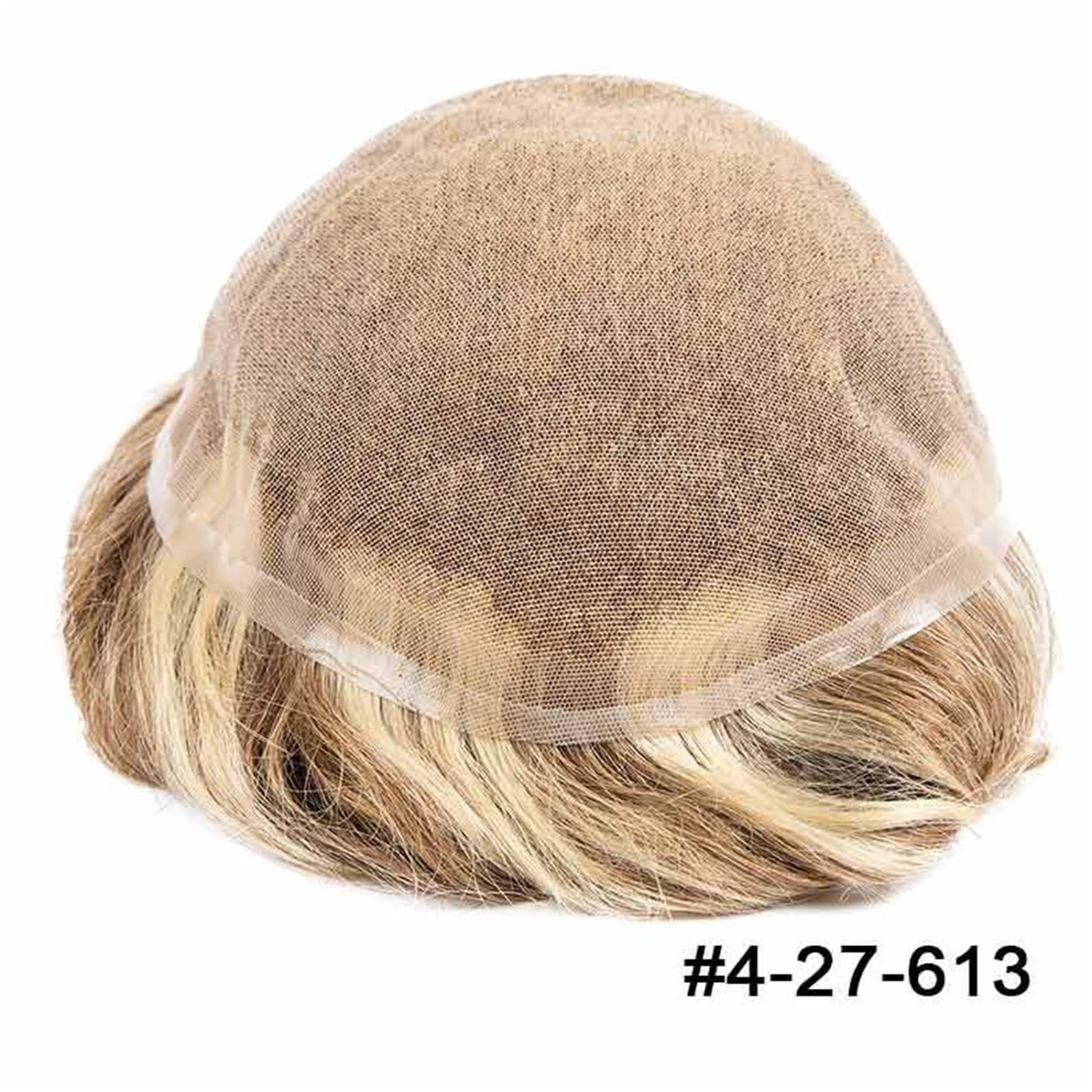 Extension Protesi for Capelli evidenziata unità di Sistema Sostituzione dei Umani Traspirante Base in Pizzo Pieno Maschile Accessori