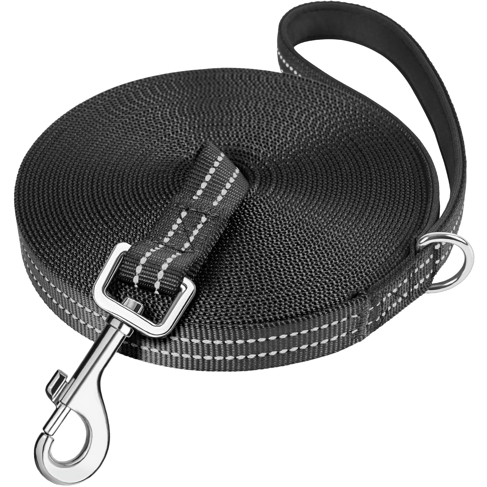 X XBEN Long Line Dog Lead, 30M/98FT Reflective, Lightweight, Soft Padded Handle, Heavy Duty Hook, Suitable for Small & Large Dogs