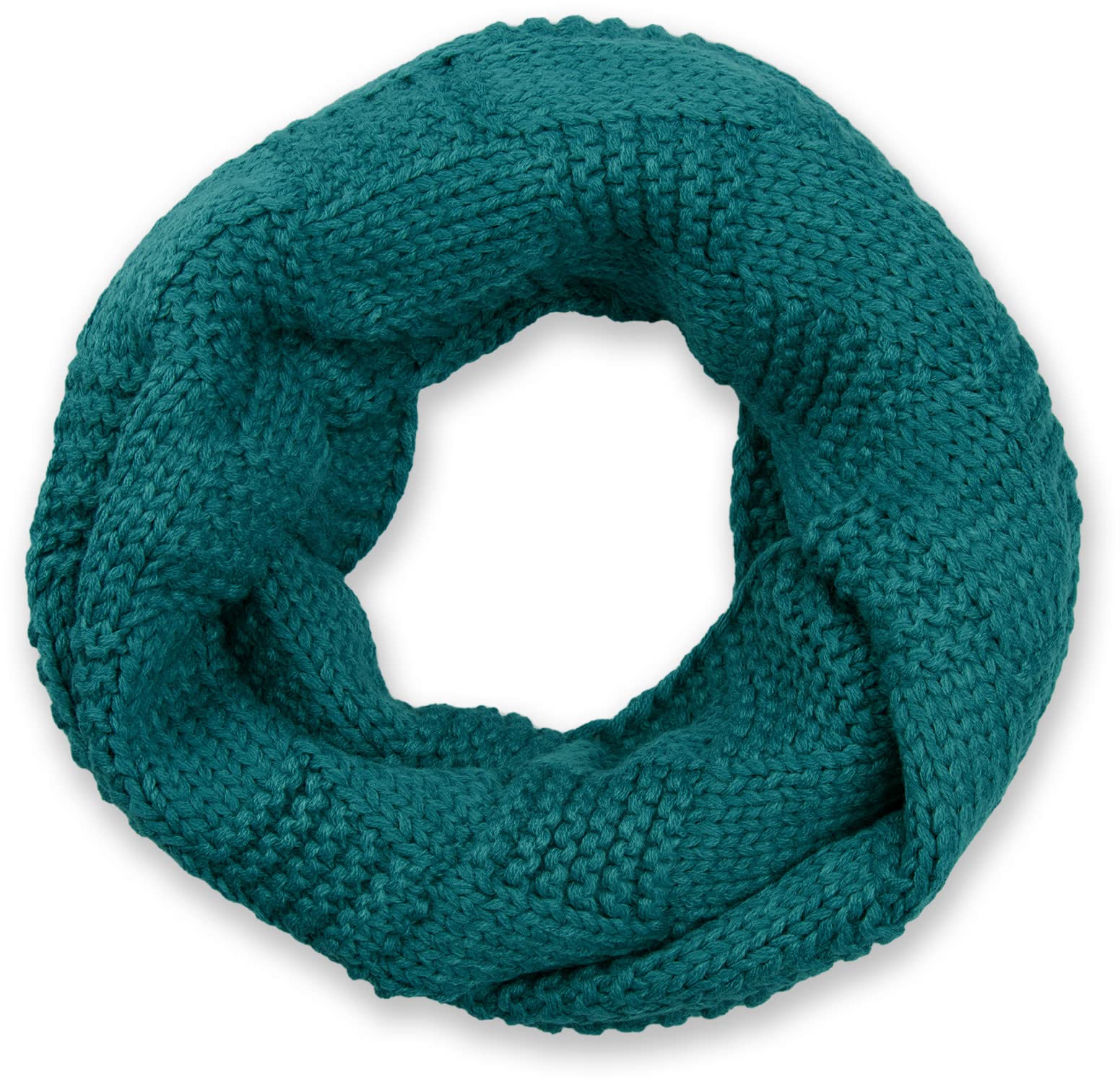 Stylebreaker Women's Petrol Knit Loop Scarf With Patent Pattern, Single-Colour Fine-Knit Snood, Winter Knit Scarf, Unisex 01018152, Colour: