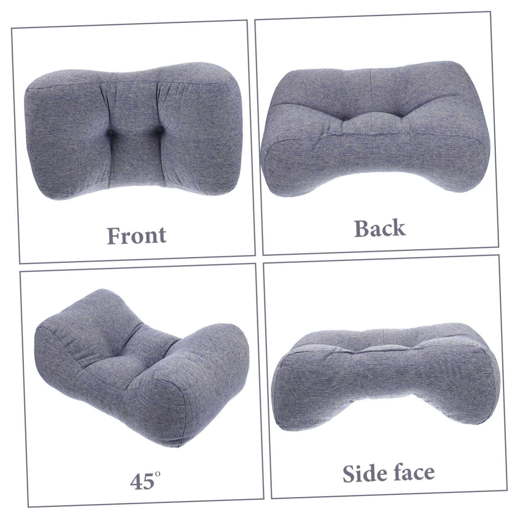 Coussin Lombaire Bleu en Lin et Coton PP pour Bureau et Voiture