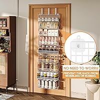 Vista 2 de JKsmart 9-Tier Spice Rack Organizer with Door Hook, Wall Mount, and Extra Large Capacity for Pantry – Stylish White Design for Effortless