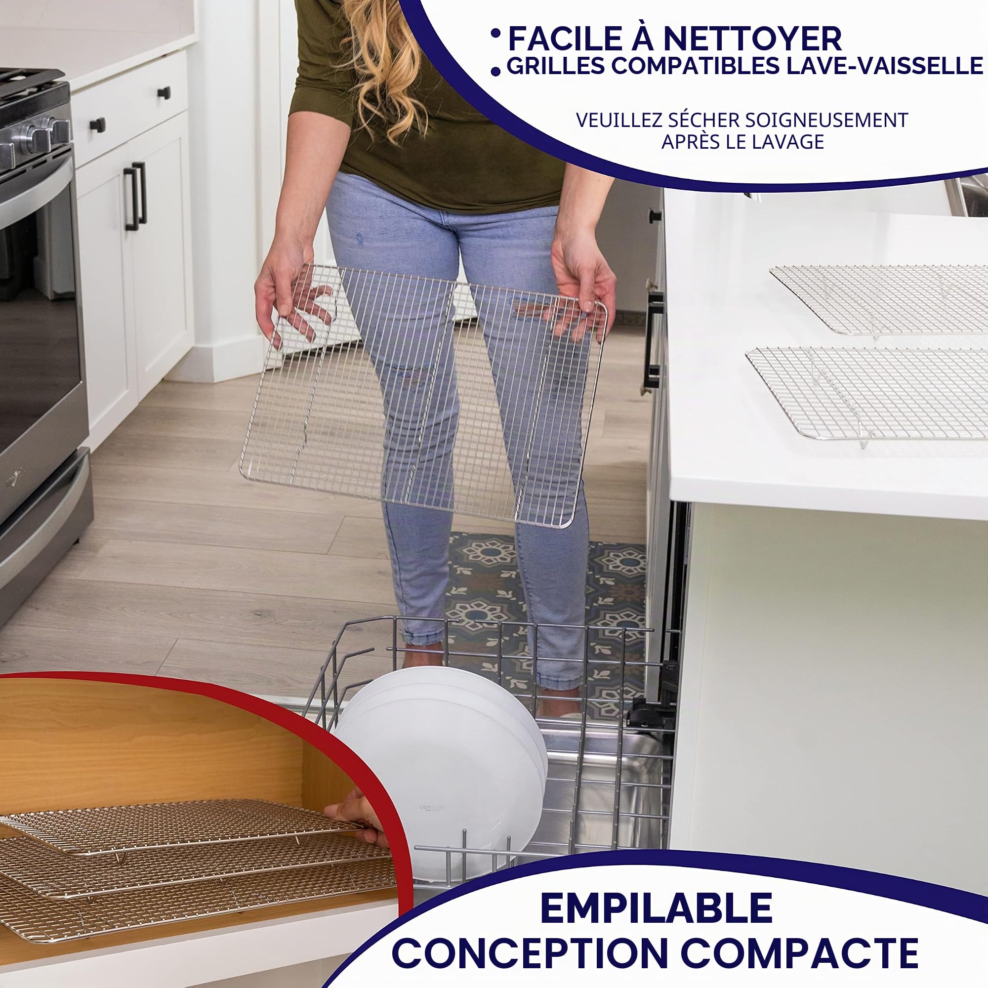 KITCHENATICS Grille en Acier Inoxydable Volette de Refroidissement Cuisson 29,97 x 42,93 cm