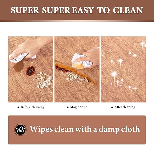 Miniatura 9 de UMINEUX Mantel redondo de vinilo ajustable con bordes elásticos y respaldo de franela, cubierta de mesa redonda impermeable lavable para uso en