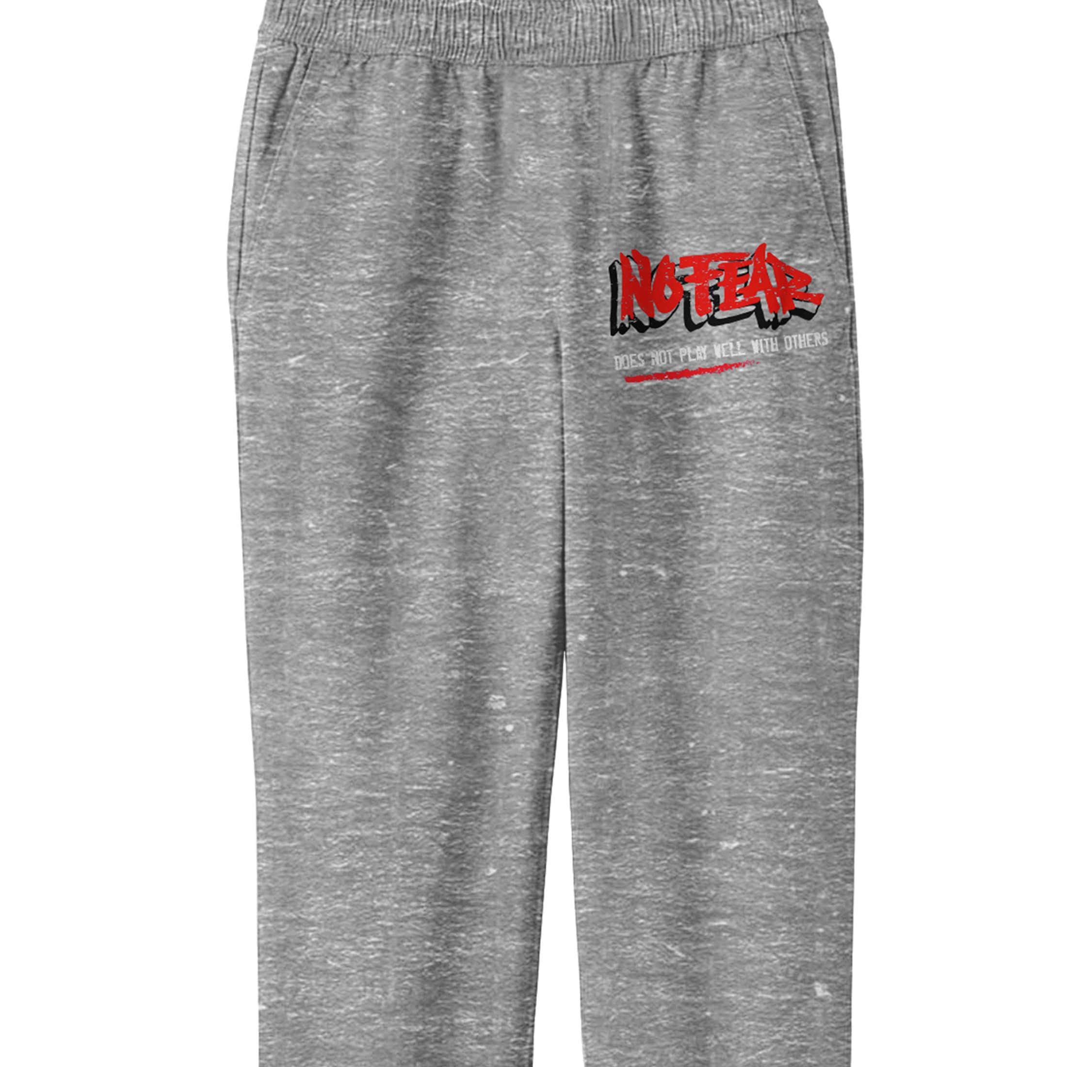 No Fear Does Not Play Well with Others Red Logo Youth Athletic Heather Joggers-Medium