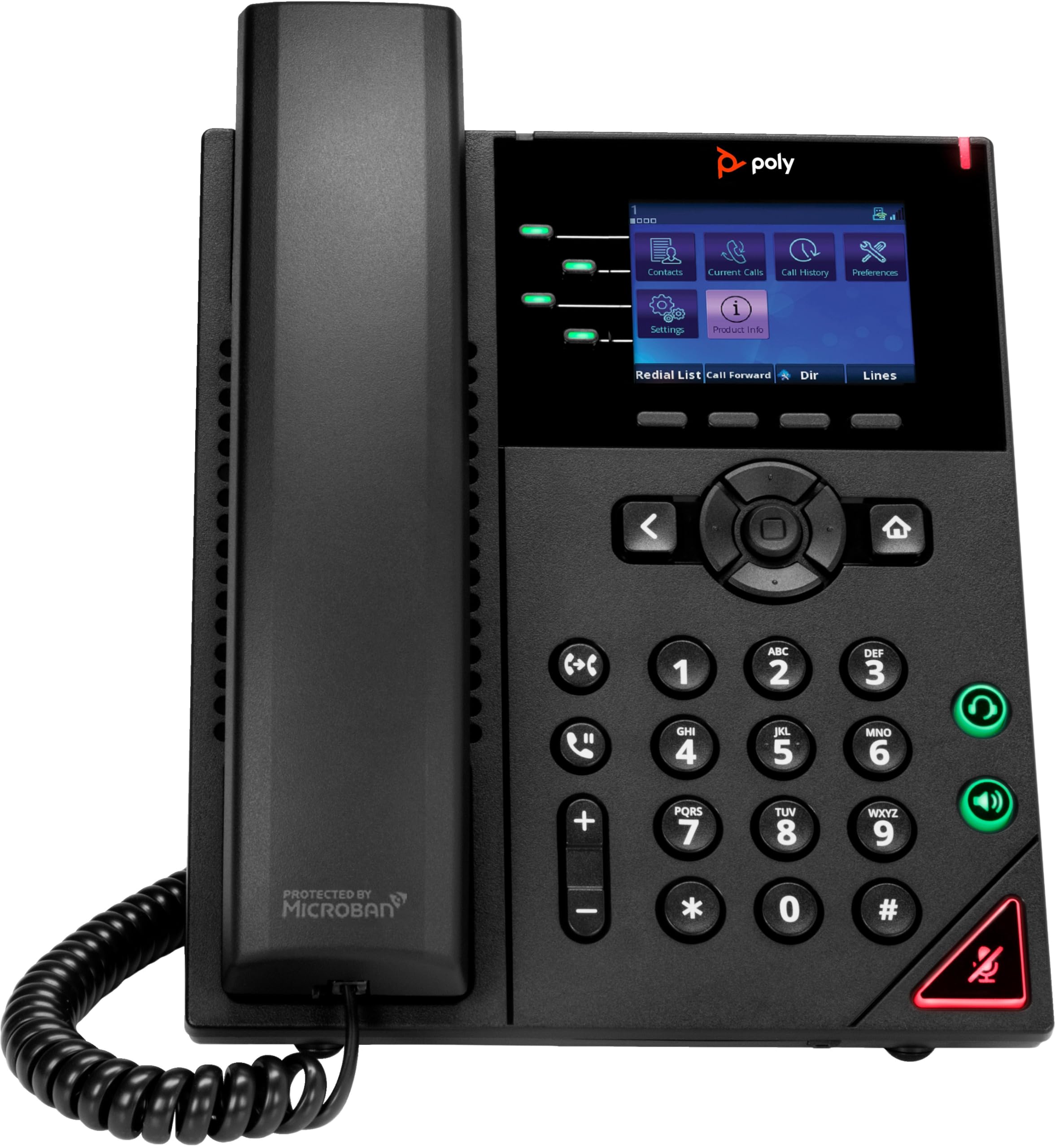 Poly VVX 250 IP Phone - Corded - Corded - Desktop, Wall Mountable - Black - VoIP - 2 x Network (RJ-45) - PoE Ports