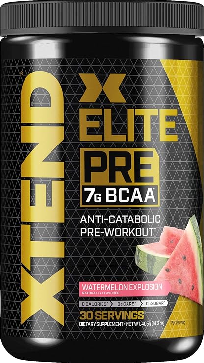 Amazon Com Scivation Xtend Elite Pre Bcaa Powder Anti Catabolic Pre Workout Drink With Branched Chain Amino Acids Bcaas 30 Servings Watermelon Explosion Pack Of 1 14 286 Ounce Health Household