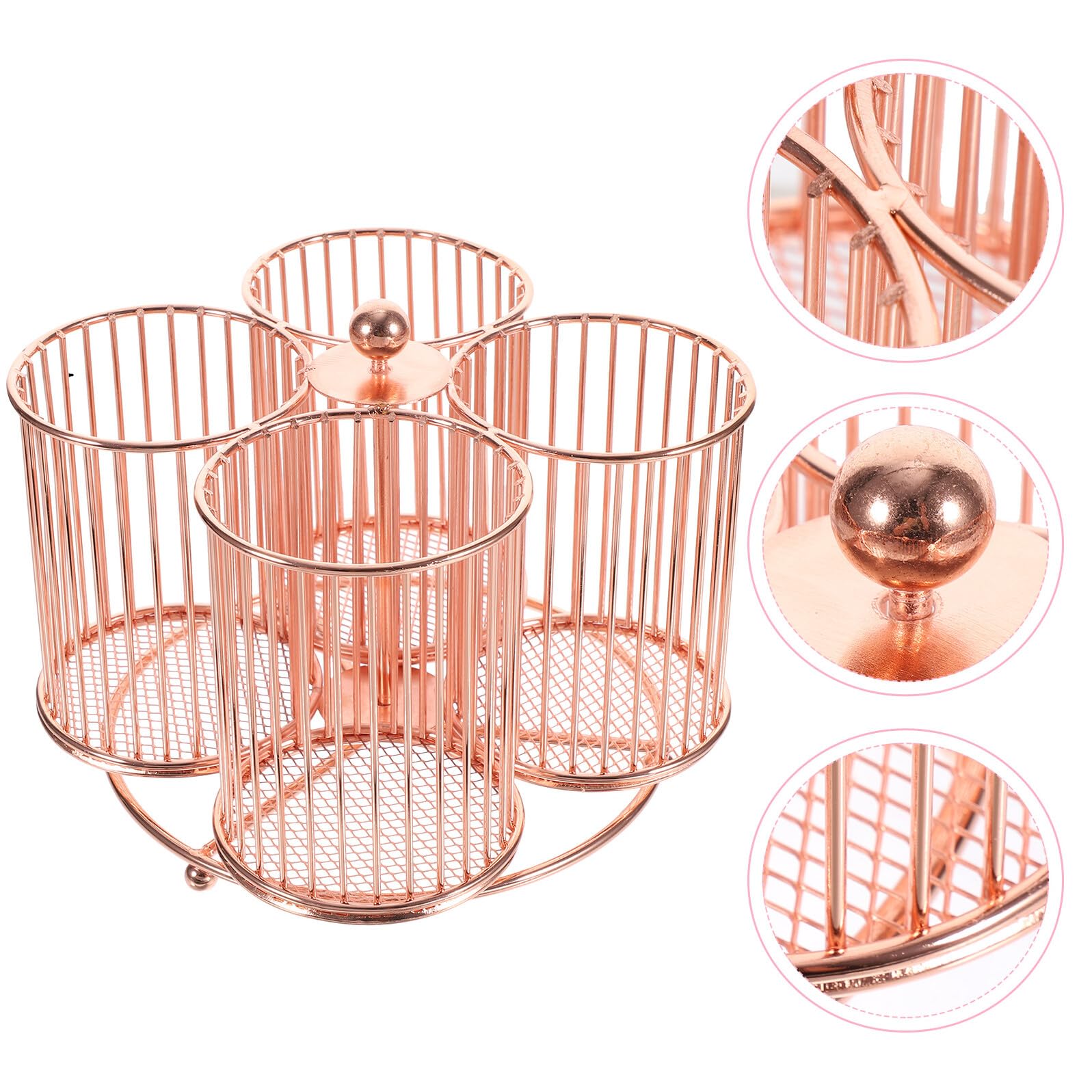 Alipis Portapenne Girevole in Metallo Rosa Oro Organizer da Scrivania Multiuso con Rotazione Supporto Resistente per Penne Pennelli Trucco e Accessori Ufficio