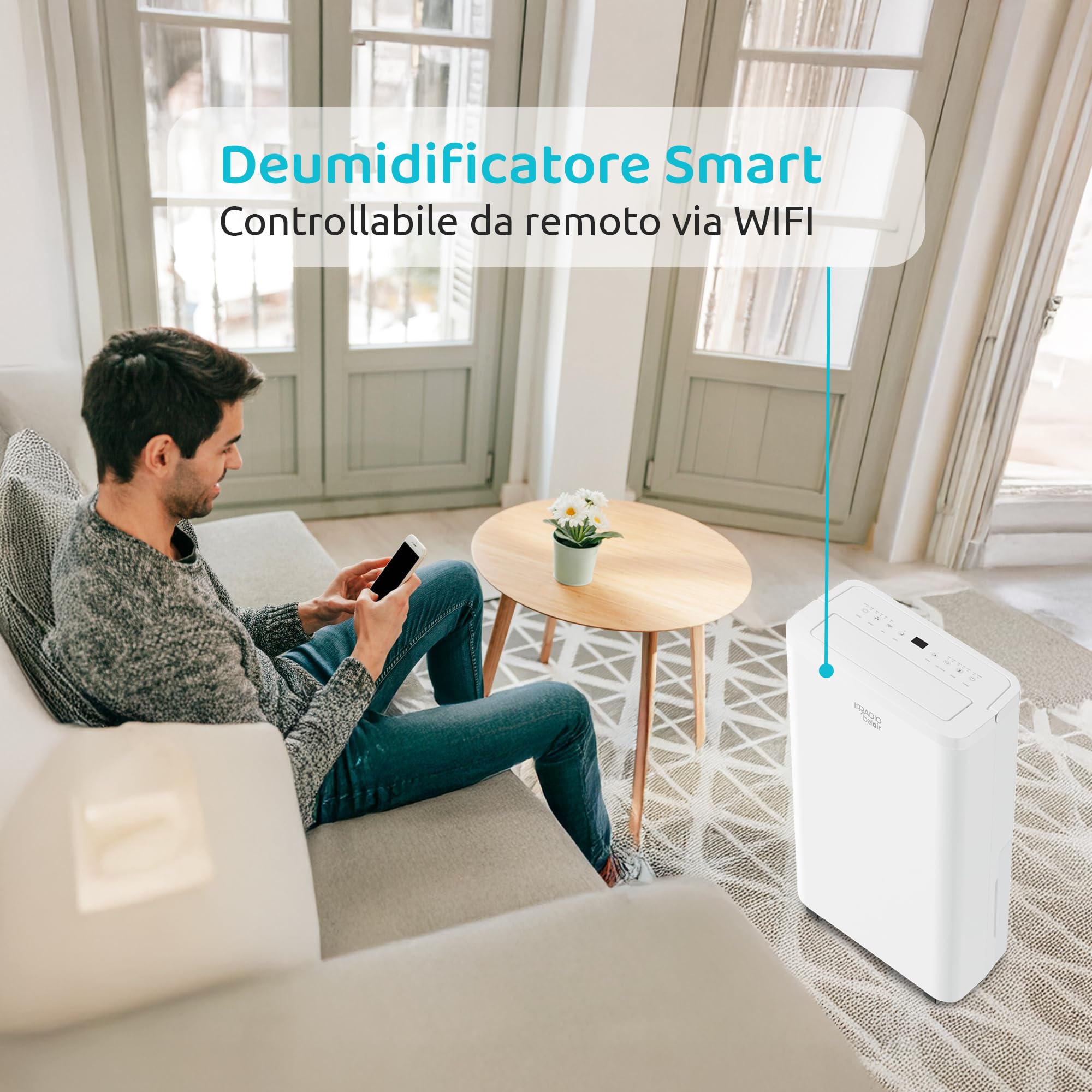 BALTIC 10, Deumidificatore 10L con Ruote, Flusso d'aria 100m³/h, Modalità Lavanderia, Funzione Scongelamento, Controllo Remoto, Indicatore Umidità, Gas R290, Timer 24 ore, 39dB