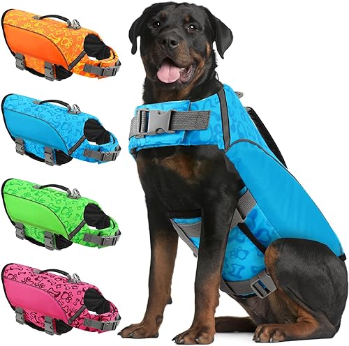 ALAGIRLS Chaqueta de natación para perros, chalecos salvavidas para mascotas, ajustable para proteger la seguridad del perro, abrigo flotante para