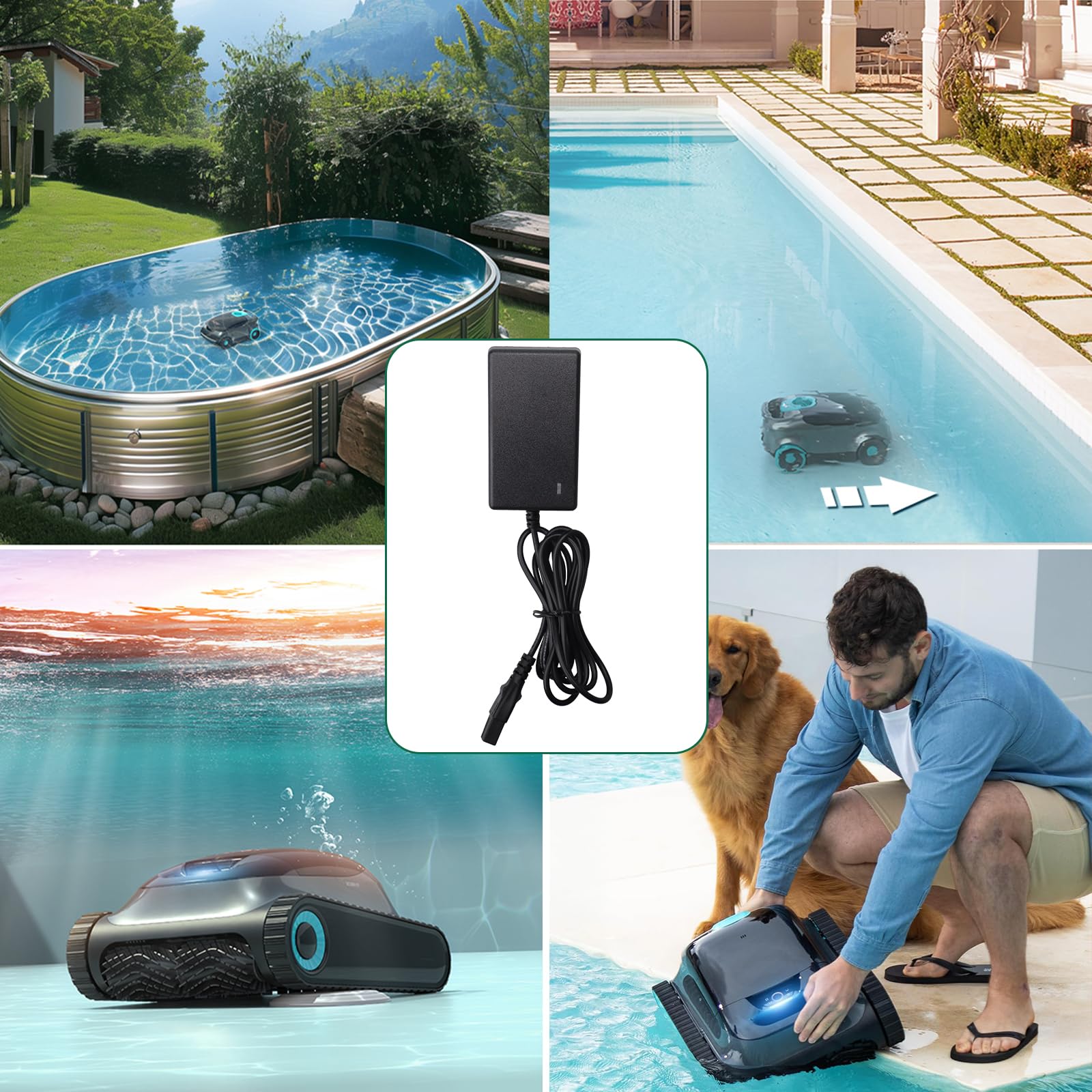 16.8V Chargeur Compatible avec Aiper Scuba S1 E1 Certes de Piscine Robotique sans Fil, Adaptateur de Chargeur Compatible avec Aiper Scuba S1 E1 14.4V Li-ION Batterie 33.6W