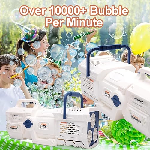 Miniatura 5 de Pistola de burbujas automática (sin versión de inmersión), pistola de burbujas Bazooka para exteriores, adecuada para niños y niñas de 3, 4, 5, 6,
