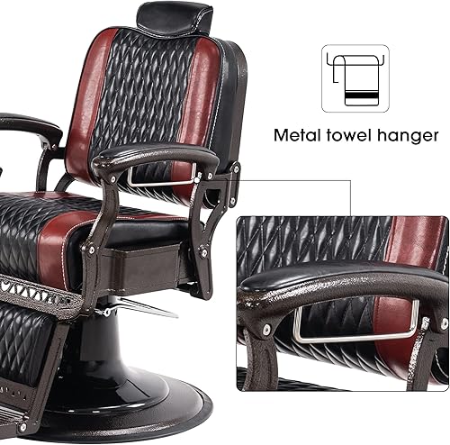 Miniatura 8 de BarberPub Silla de peluquería vintage de metal resistente, bomba hidráulica reclinable multiusos, silla de spa de belleza, equipo de peinado del