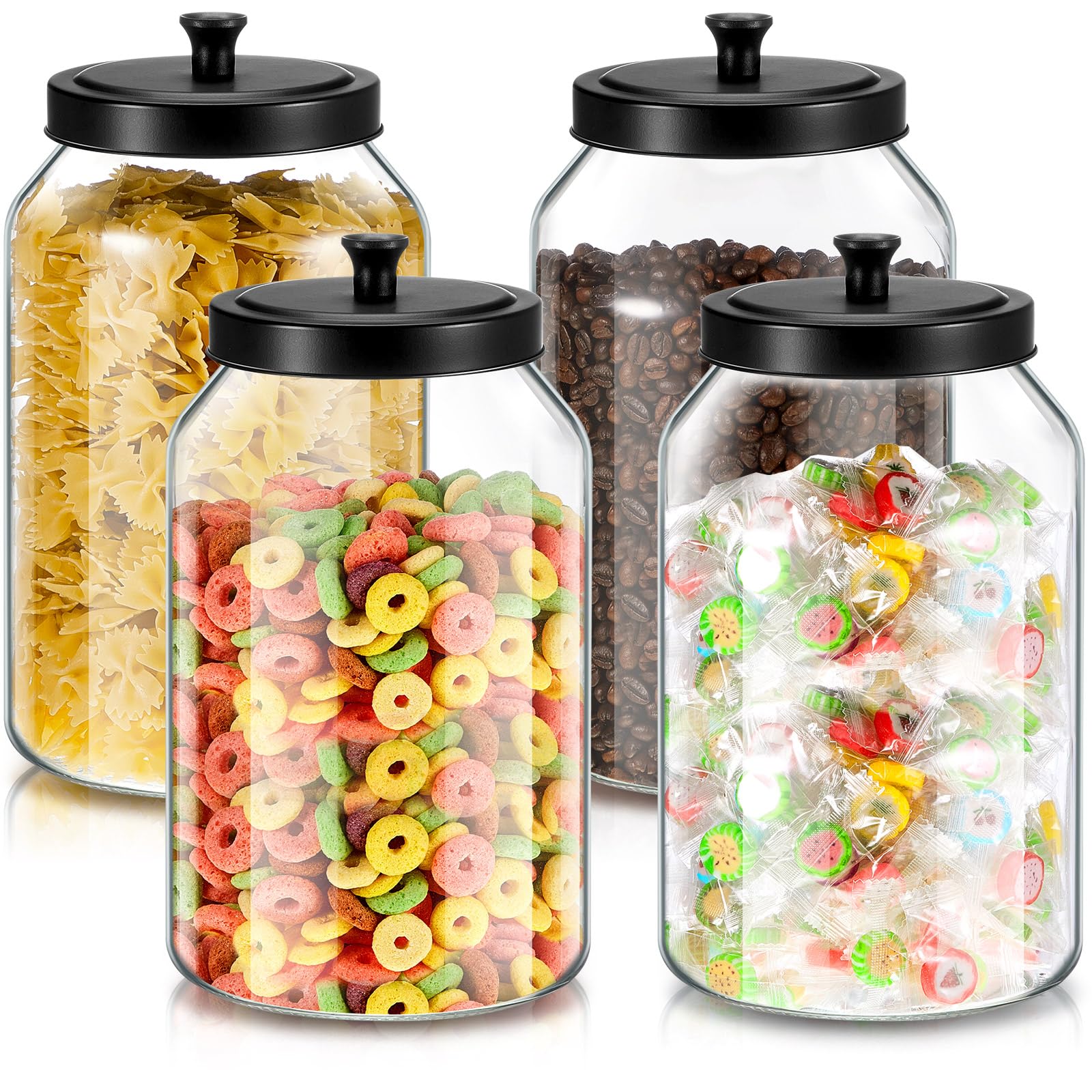 Photo 1 of (NON-REFUNDABLE) meekoo 4 Set Glass Jars with Black Lids 128 oz Glass Canister Set 