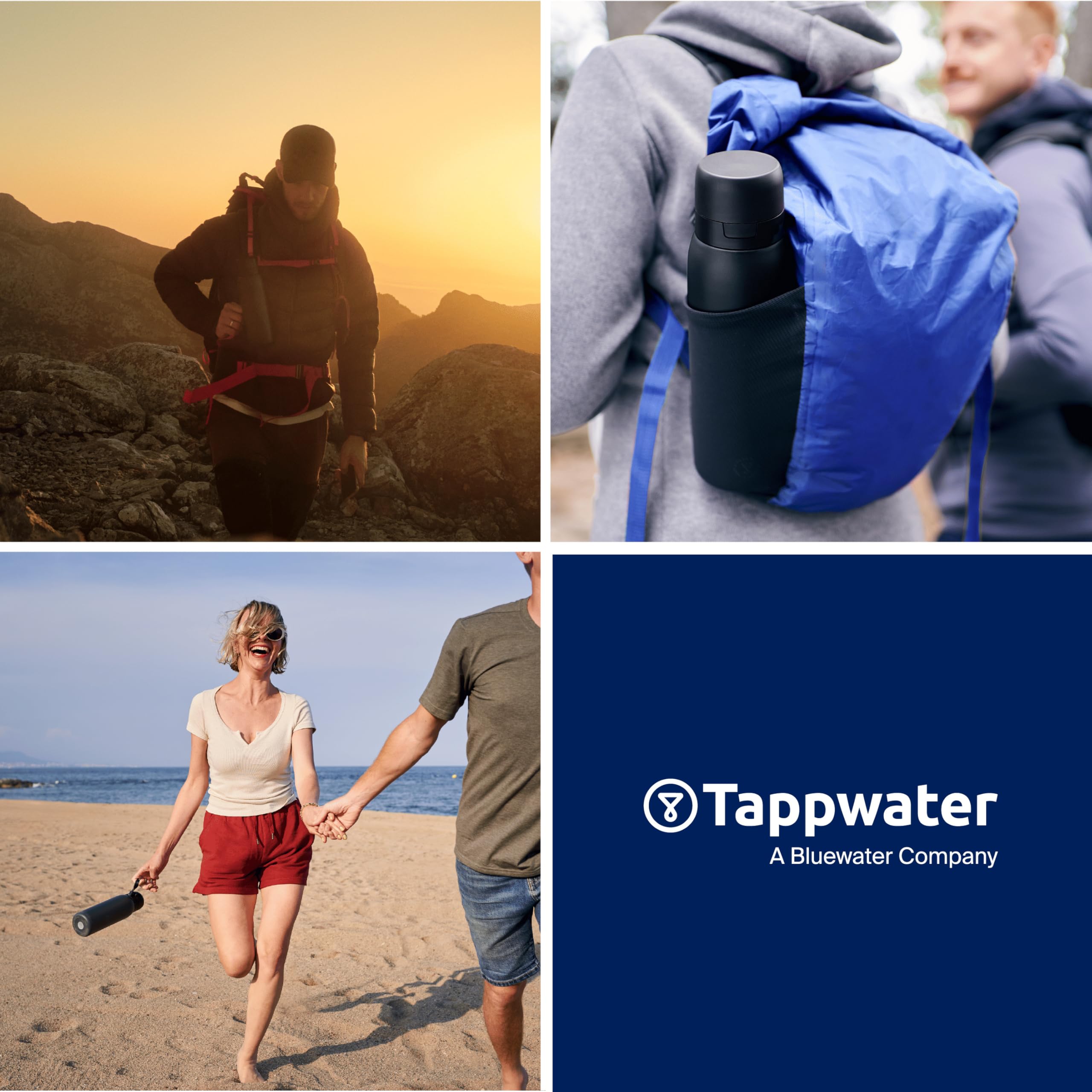 Tappwater BottlePro Adventure - Borraccia 740ml. Bottiglia termica con filtro, filtra il 99,99% degli agenti patogeni. Depuratore d'acqua non potabile, riutilizzabile, in acciaio inox senza BPA.